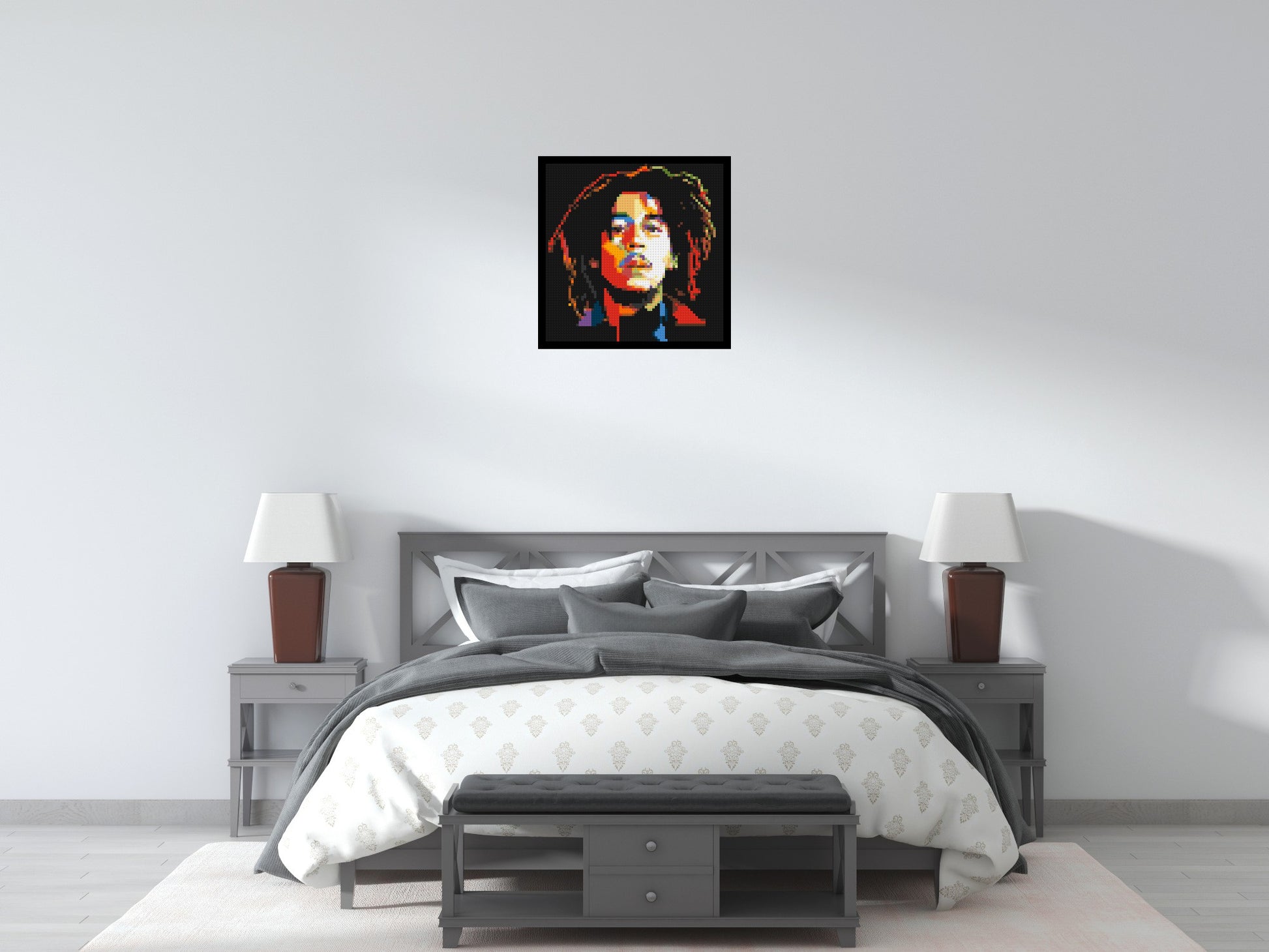 Bob Marley - Brick Art Mosaic Kit 3x3 scene with frame