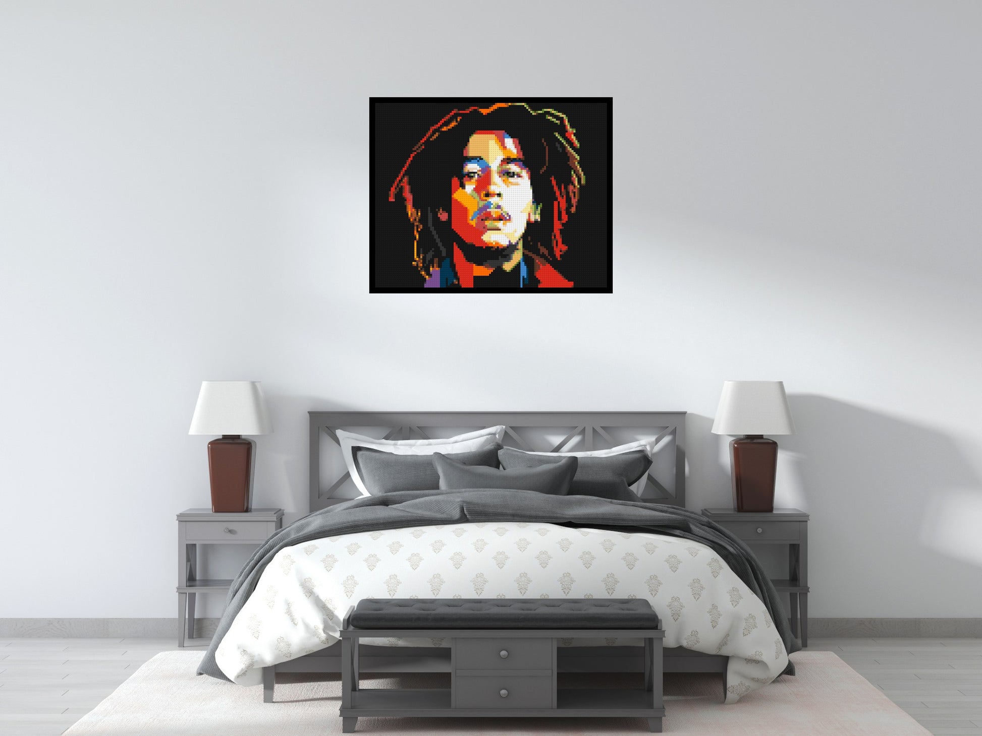 Bob Marley - Brick Art Mosaic Kit 5x4 scene with frame