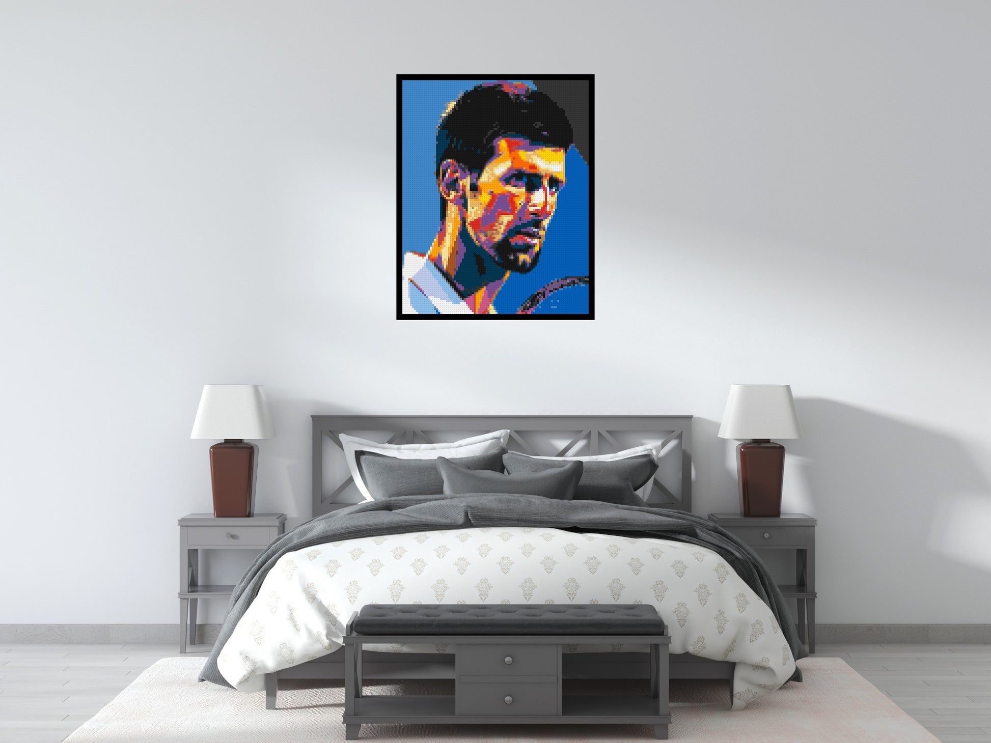 Novak Djokovic - Brick Art Mosaic Kit 4x5 scene with frame