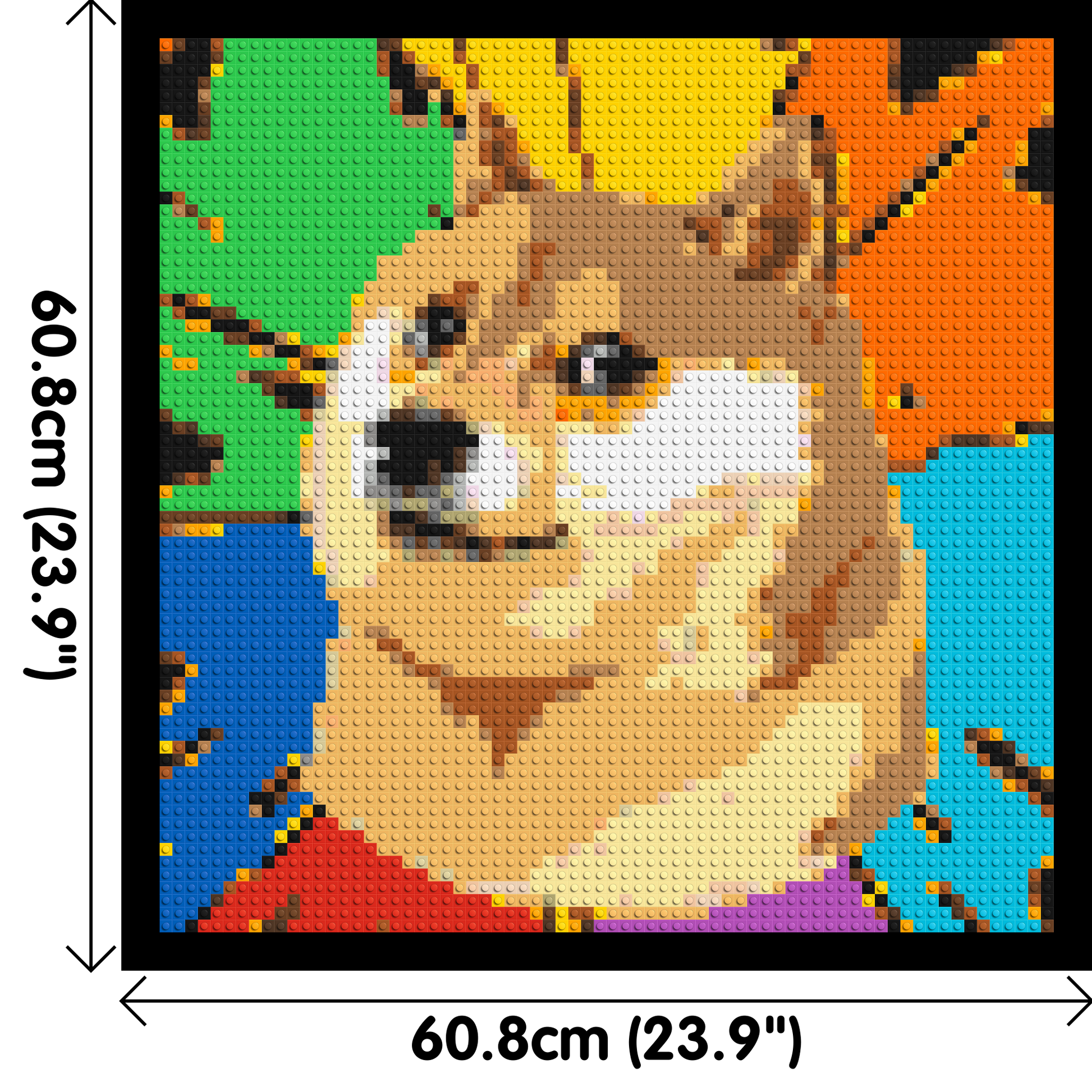 Colourful Doge Meme - Brick Art Mosaic Kit 3x3 dimensions with frame