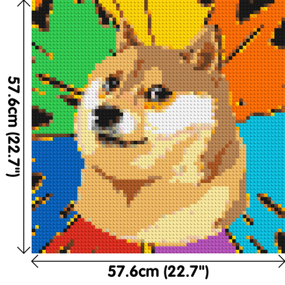 Colourful Doge Meme - Brick Art Mosaic Kit 3x3 large