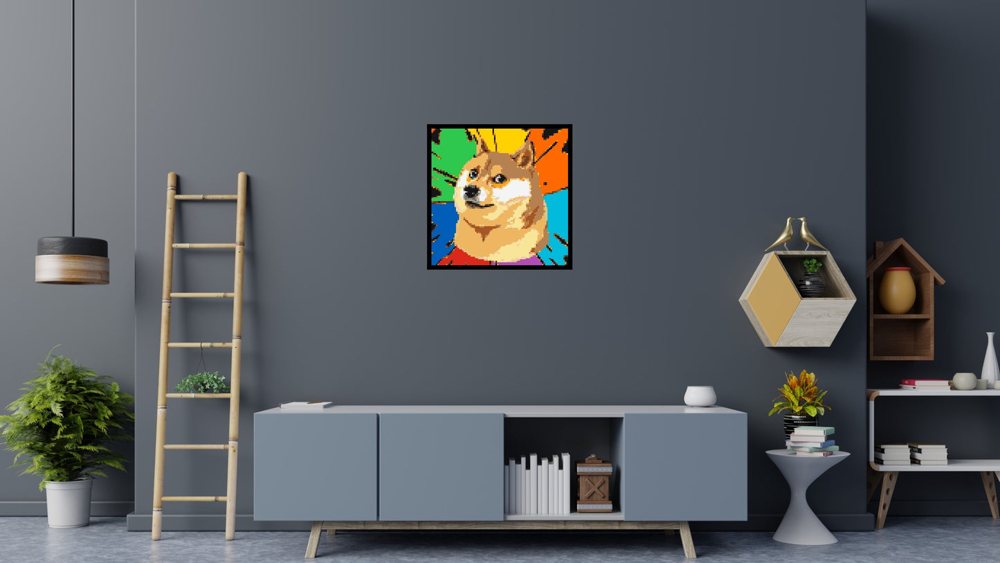 Colourful Doge Meme - Brick Art Mosaic Kit 4x4 large