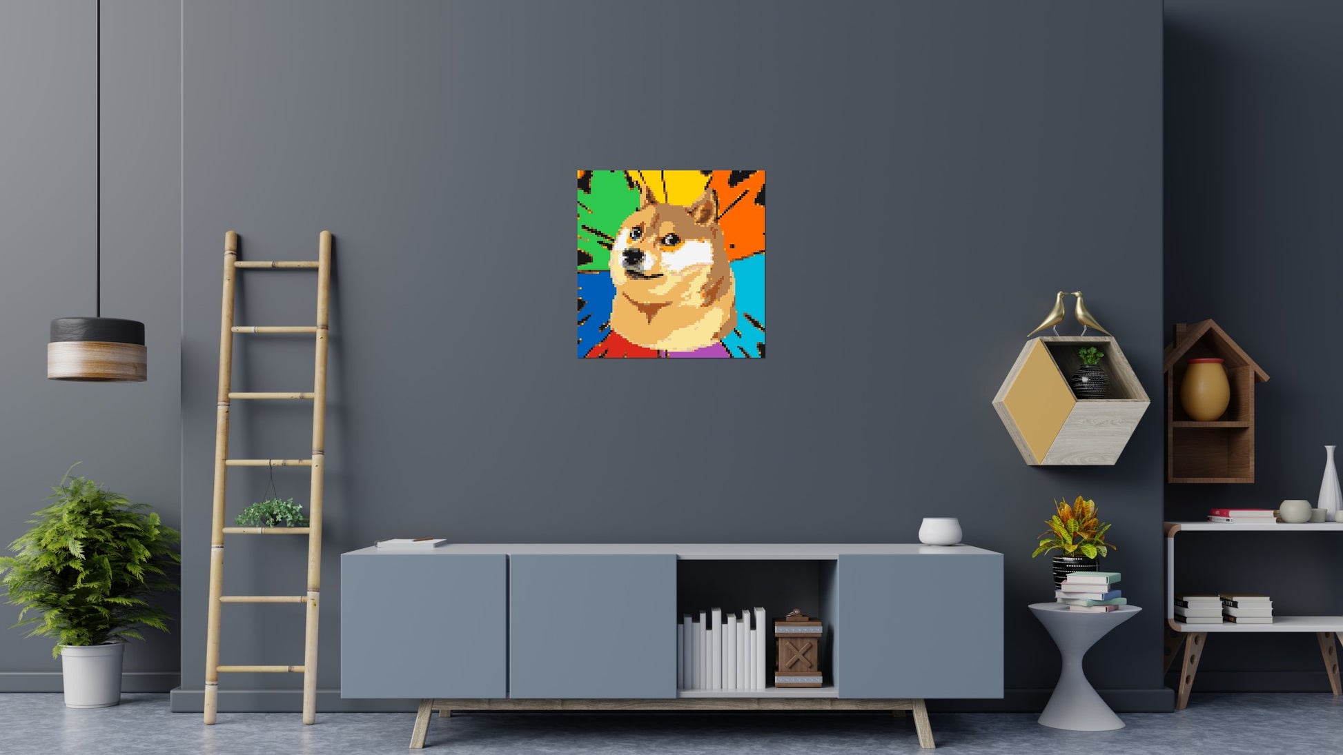 Colourful Doge Meme - Brick Art Mosaic Kit 4x4 scene