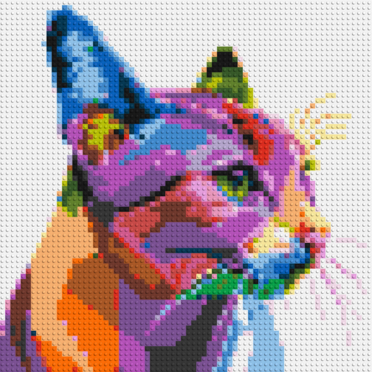 Cat #1 Colourful Pop Art - Brick Art Mosaic Kit 3x3 large