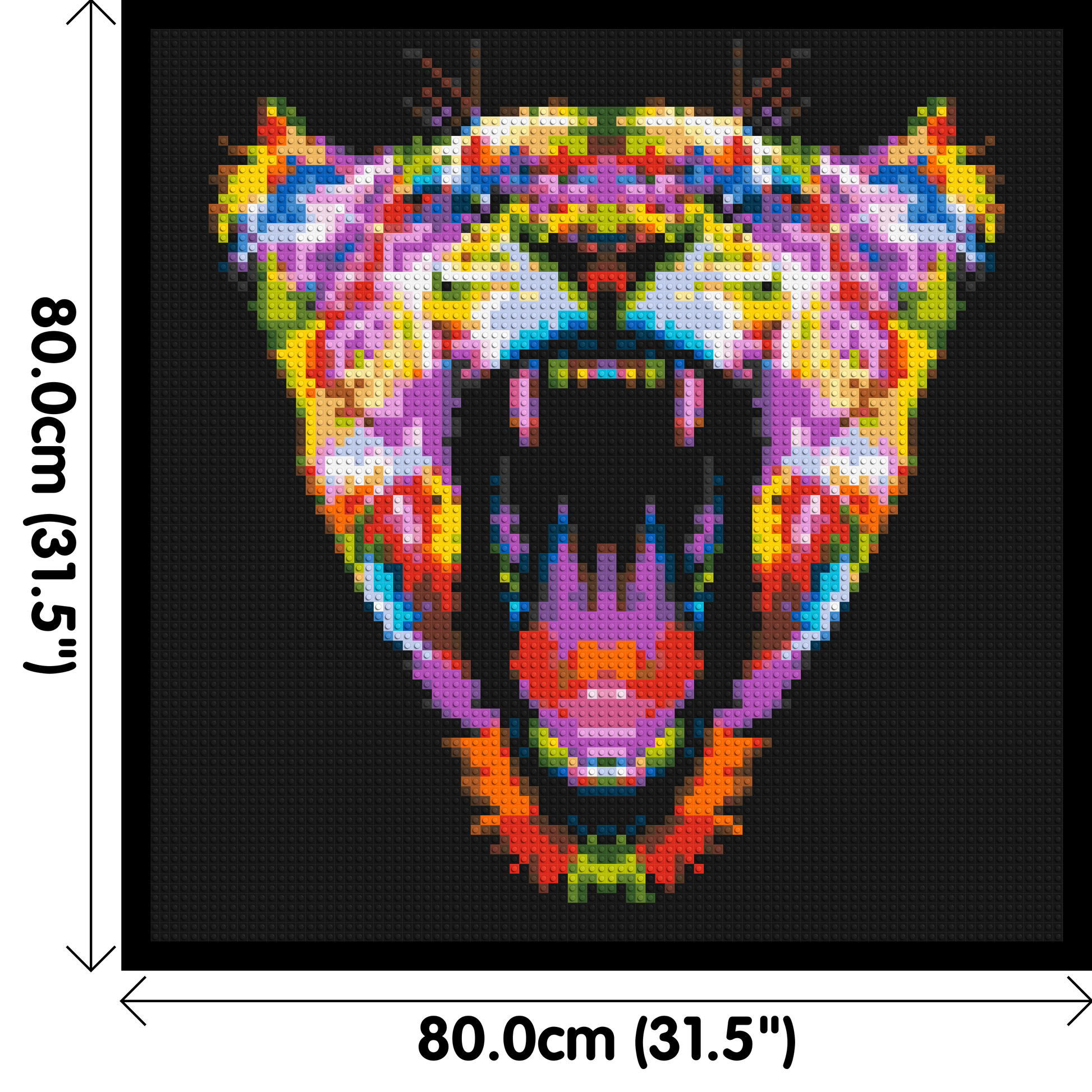 Roaring Tiger Colourful Pop Art - Brick Art Mosaic Kit 4x4 dimensions with frame