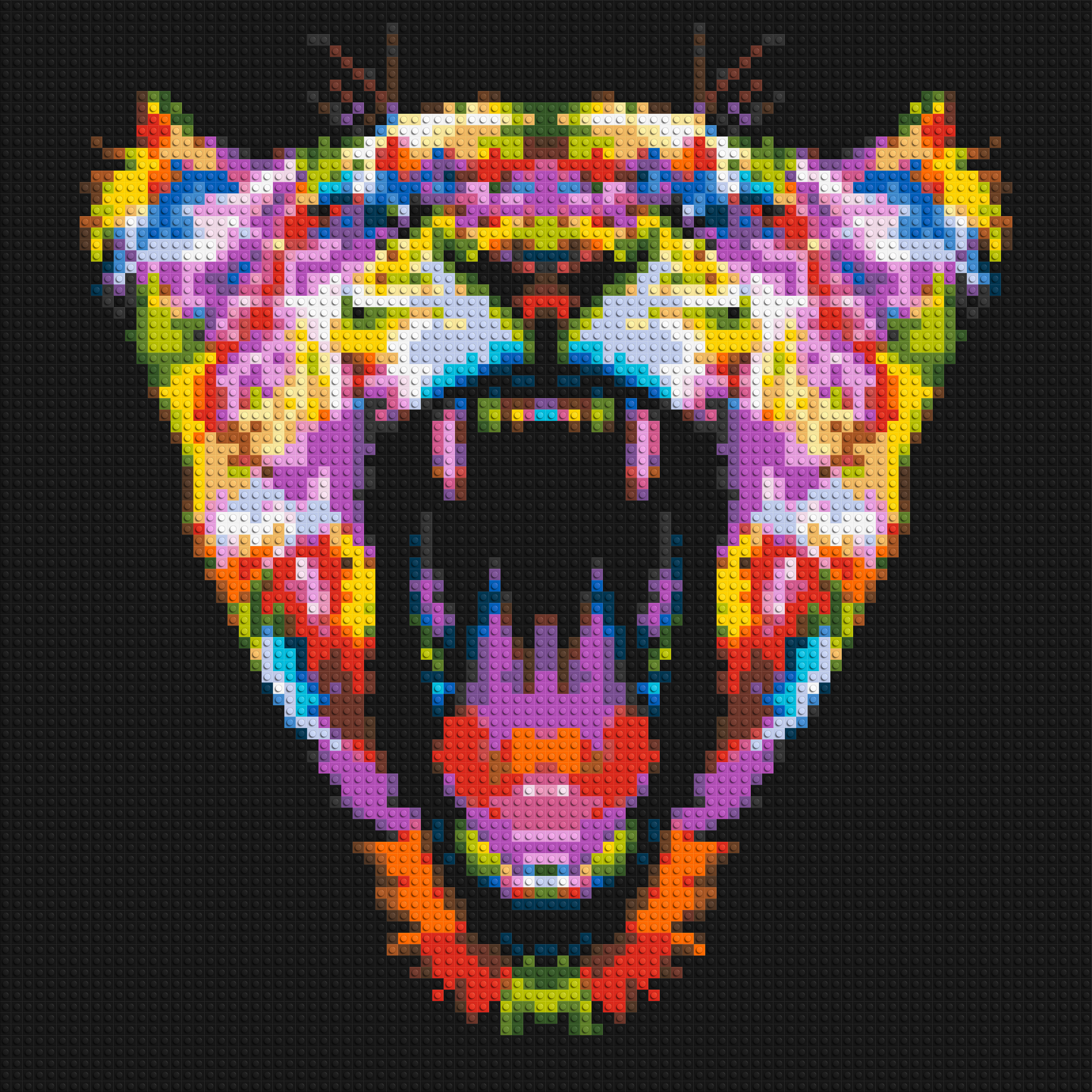 Roaring Tiger Colourful Pop Art - Brick Art Mosaic Kit 4x4 large