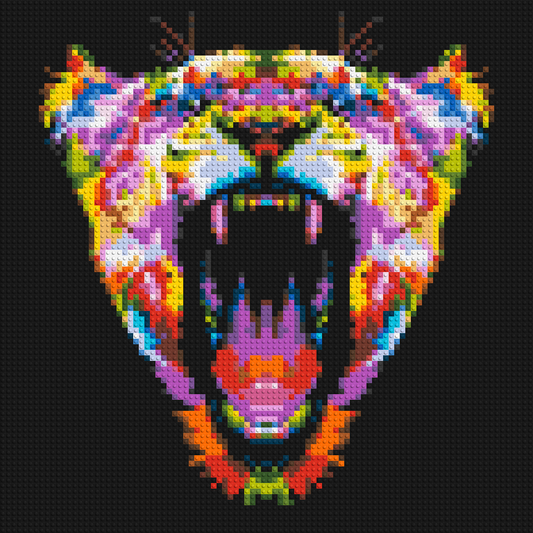 Roaring Tiger Colourful Pop Art - Brick Art Mosaic Kit 4x4 large