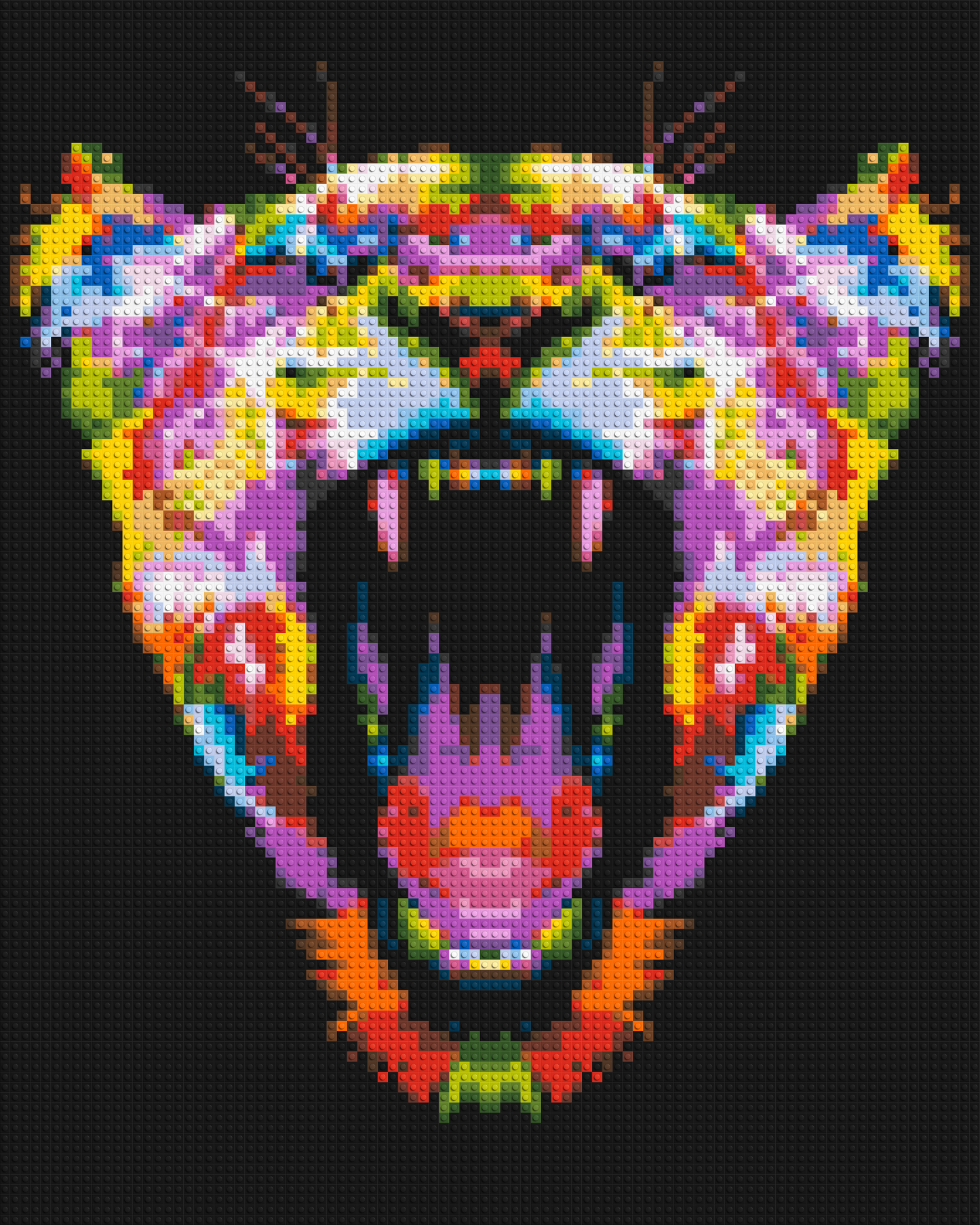 Roaring Tiger Colourful Pop Art - Brick Art Mosaic Kit 4x5 large