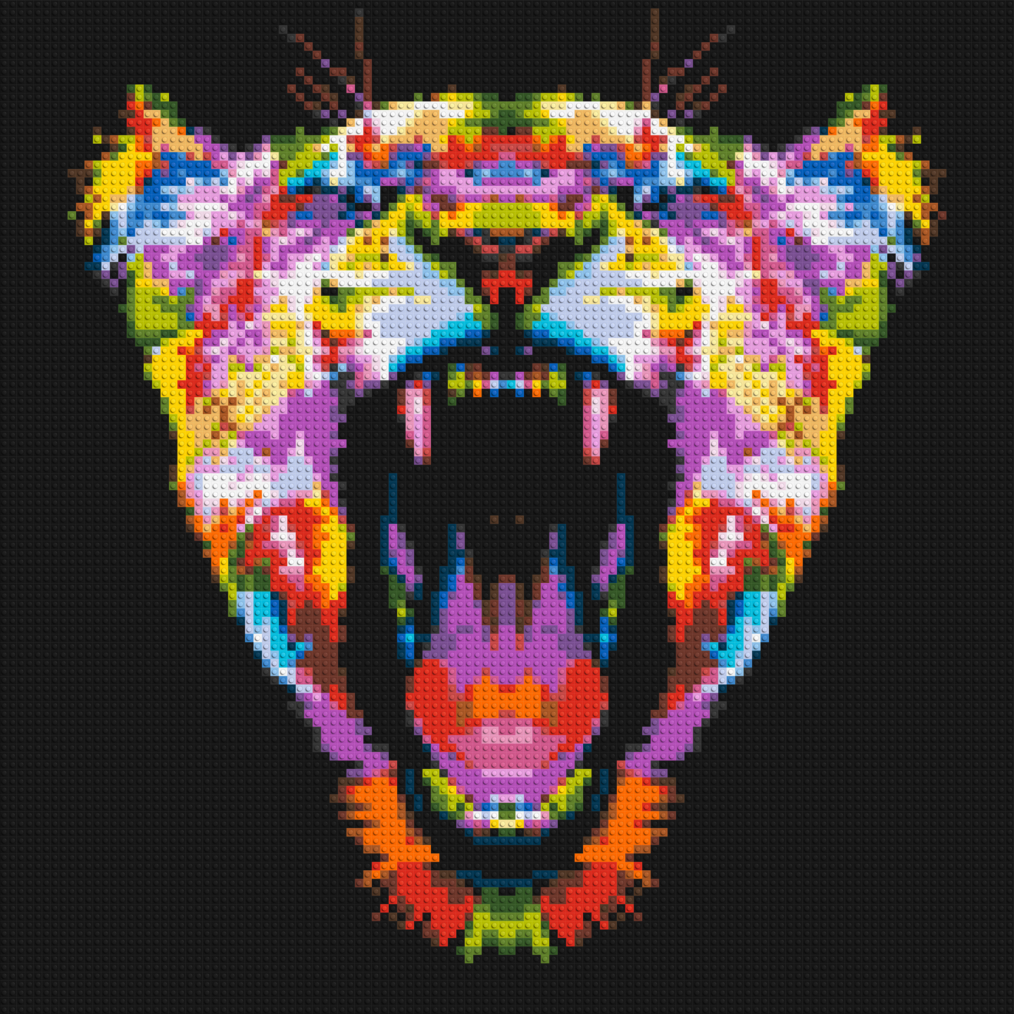 Roaring Tiger Colourful Pop Art - Brick Art Mosaic Kit 5x5 large