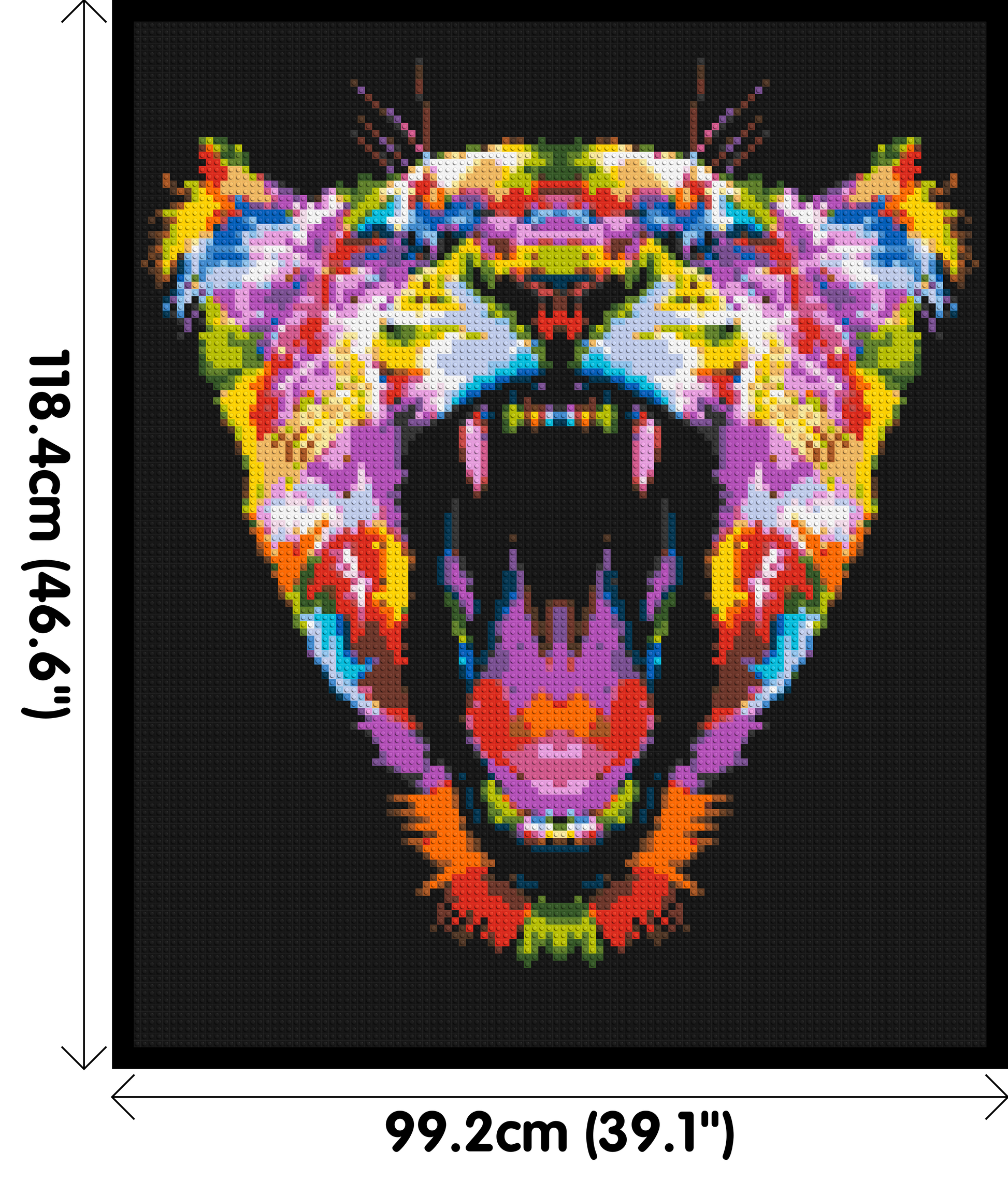 Roaring Tiger Colourful Pop Art - Brick Art Mosaic Kit 5x6 dimensions with frame