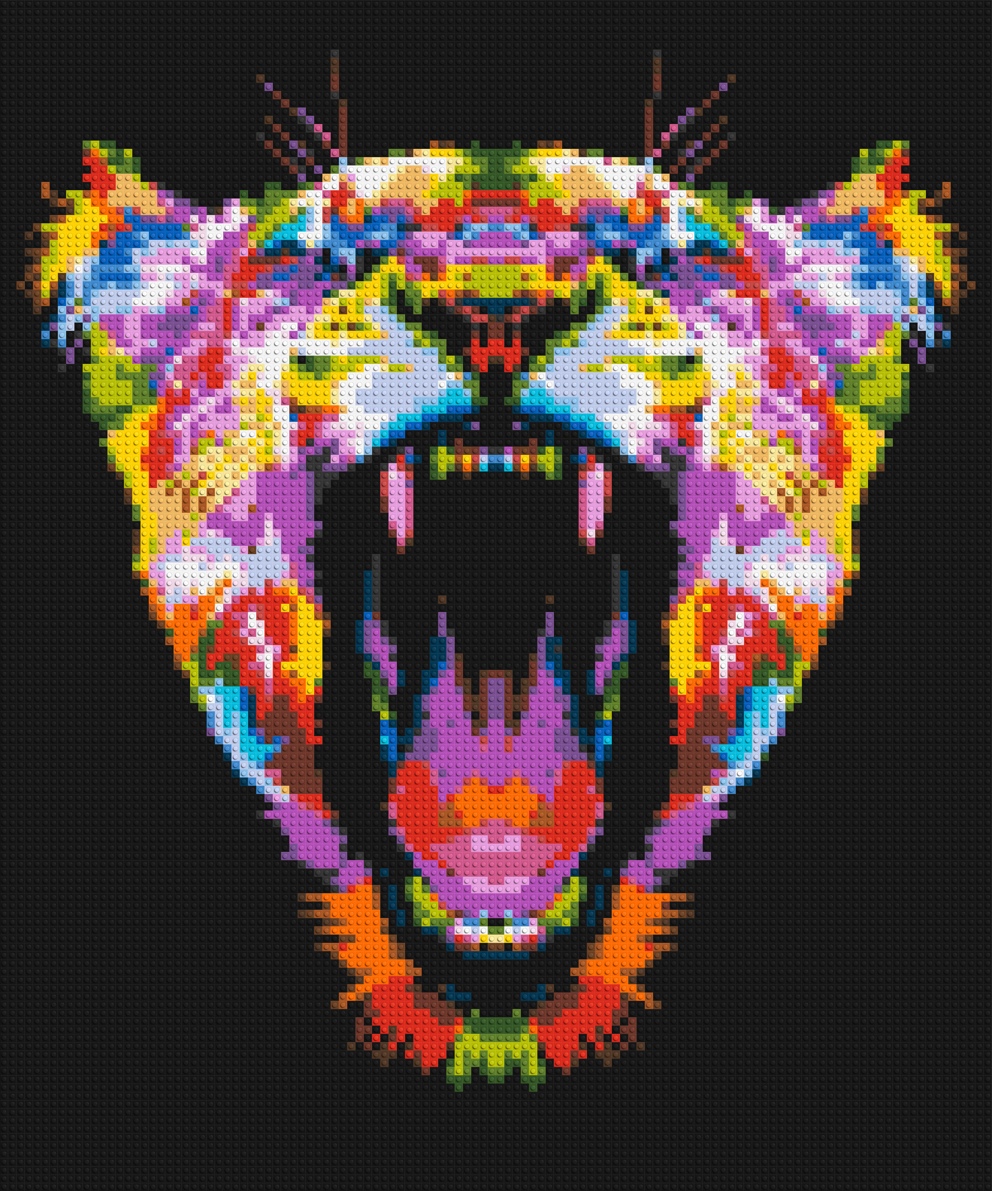 Roaring Tiger Colourful Pop Art - Brick Art Mosaic Kit 5x6 large