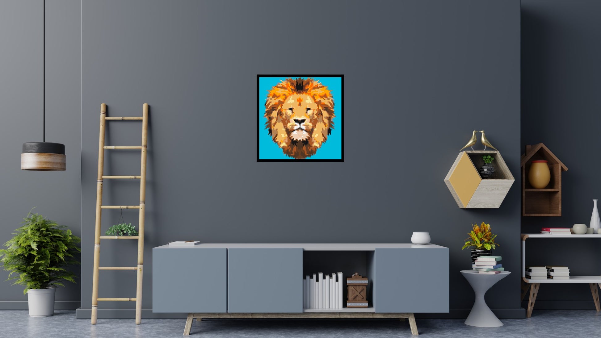 Lion King Pop Art - Brick Art Mosaic Kit 4x4 scene with frame