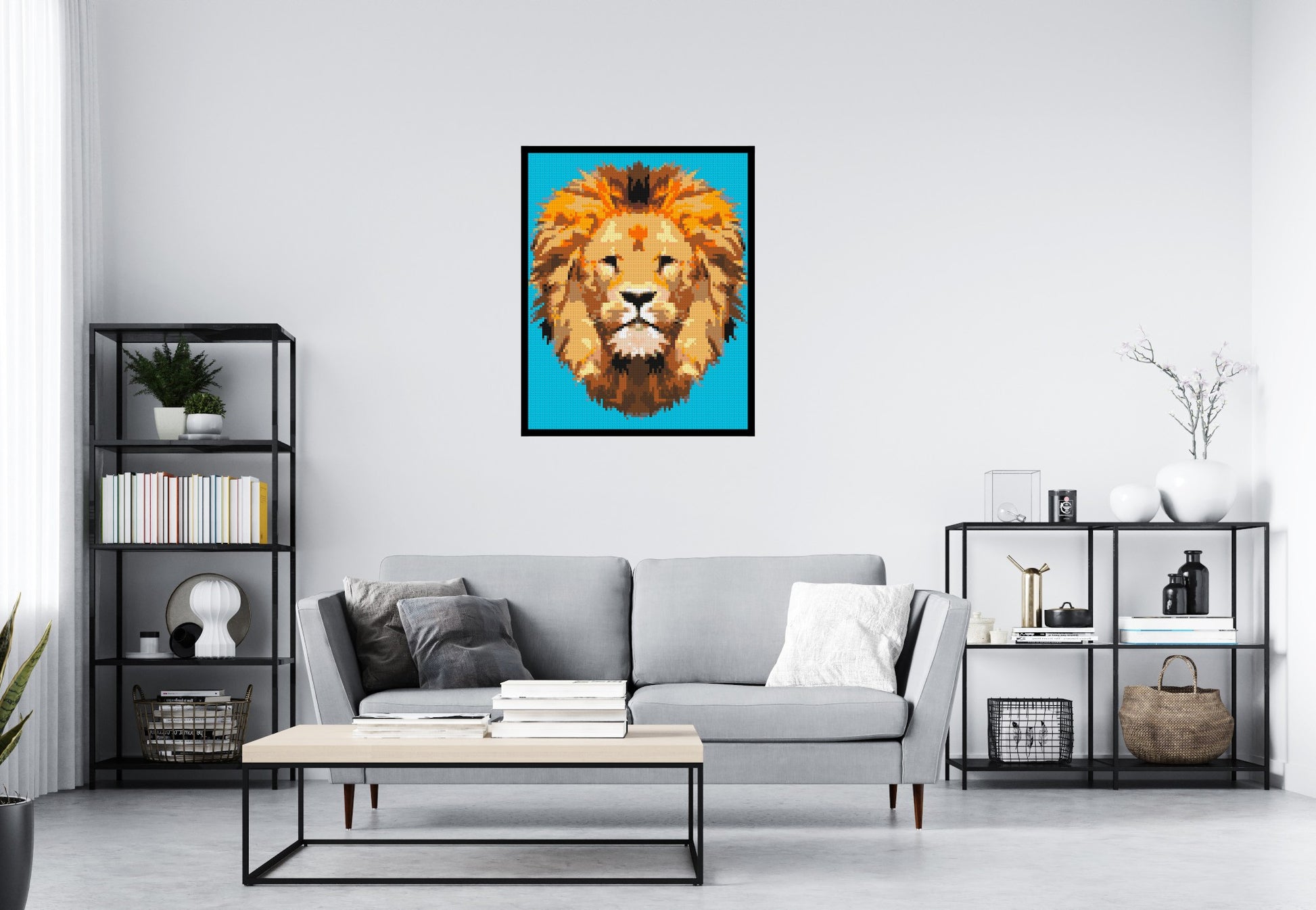 Lion King Pop Art - Brick Art Mosaic Kit 4x5 scene with frame