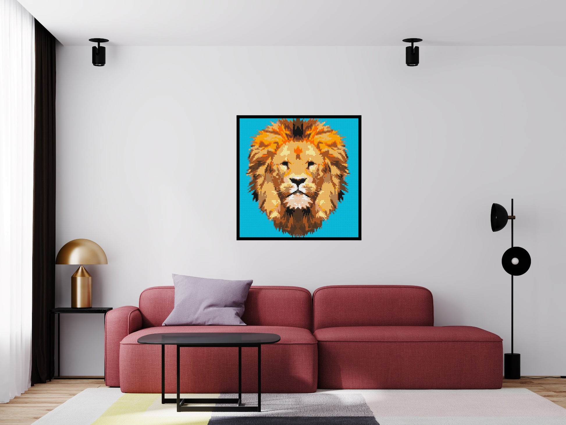 Lion King Pop Art - Brick Art Mosaic Kit 5x5 scene with frame