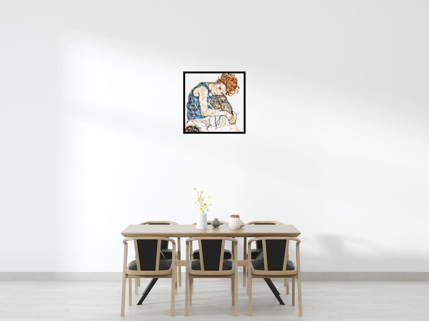 Woman Sitting with Bent Knee by Egon Schiele  - Brick Art Mosaic Kit 4x4 large