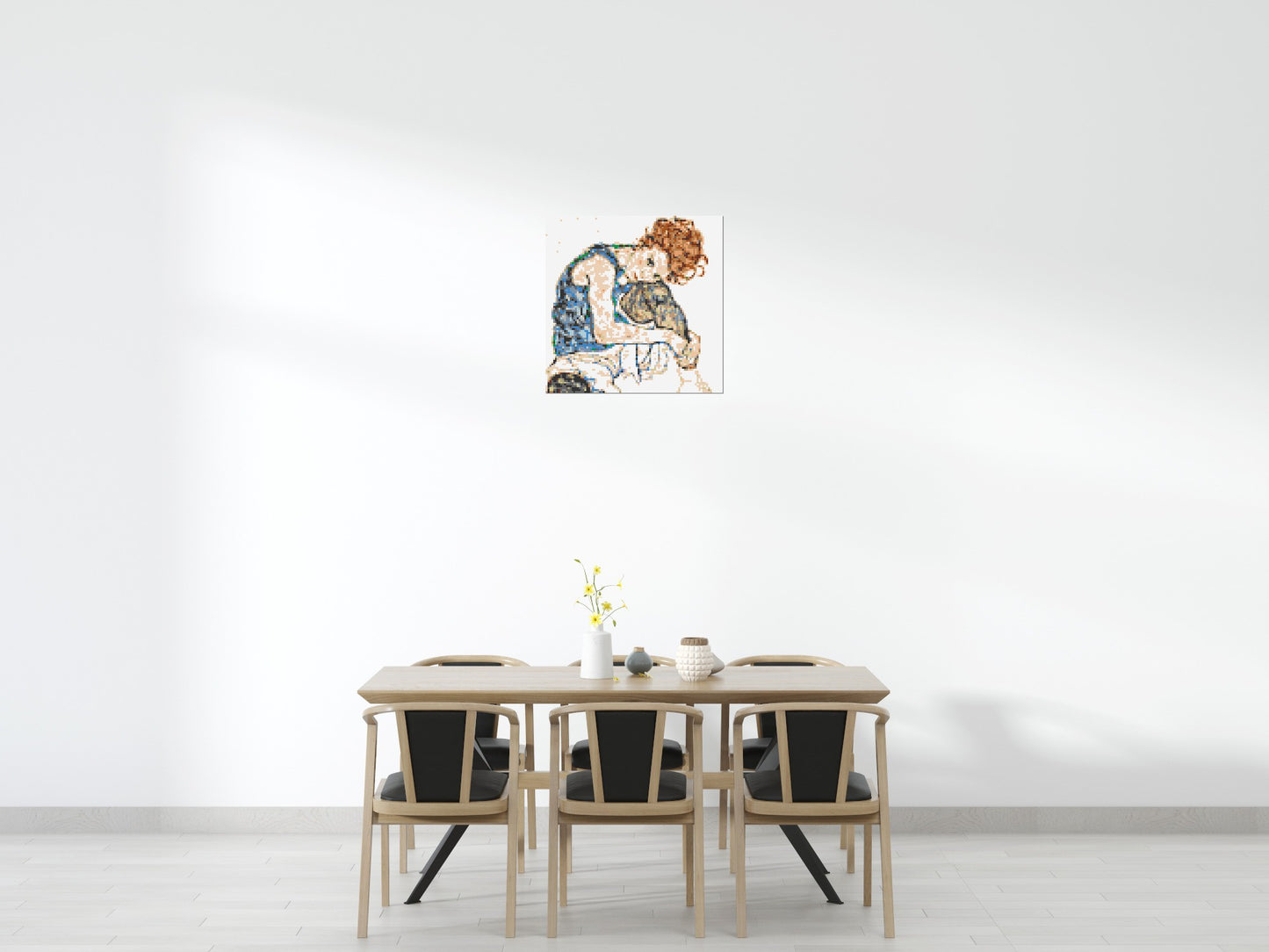 Woman Sitting with Bent Knee by Egon Schiele  - Brick Art Mosaic Kit 4x4 large