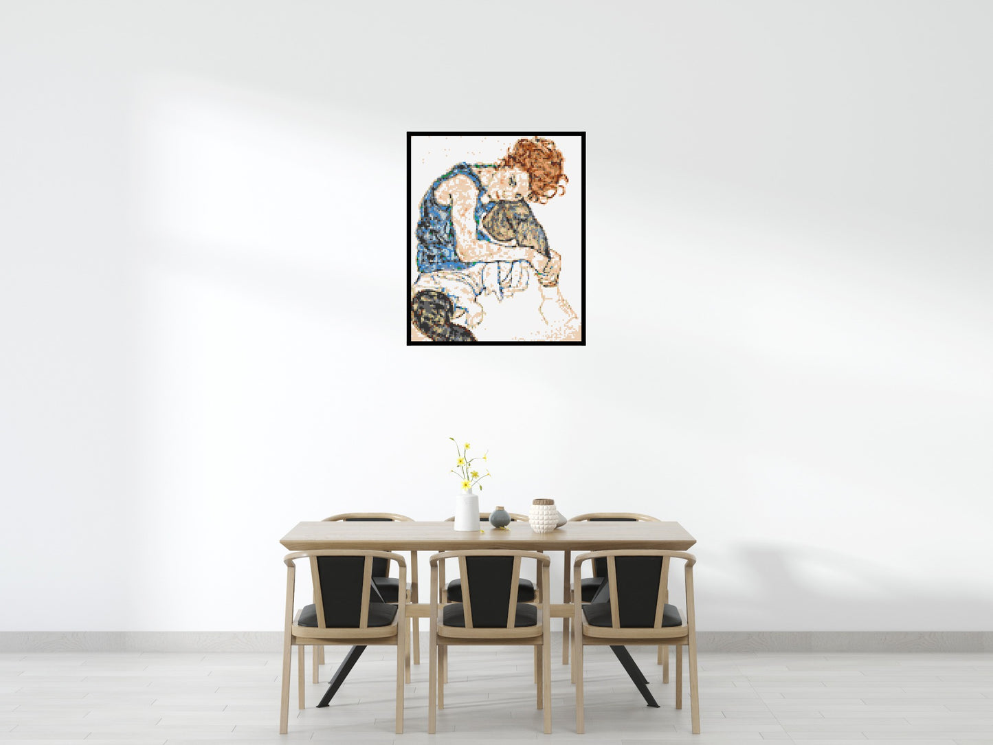 Woman Sitting with Bent Knee by Egon Schiele  - Brick Art Mosaic Kit 5x6 large