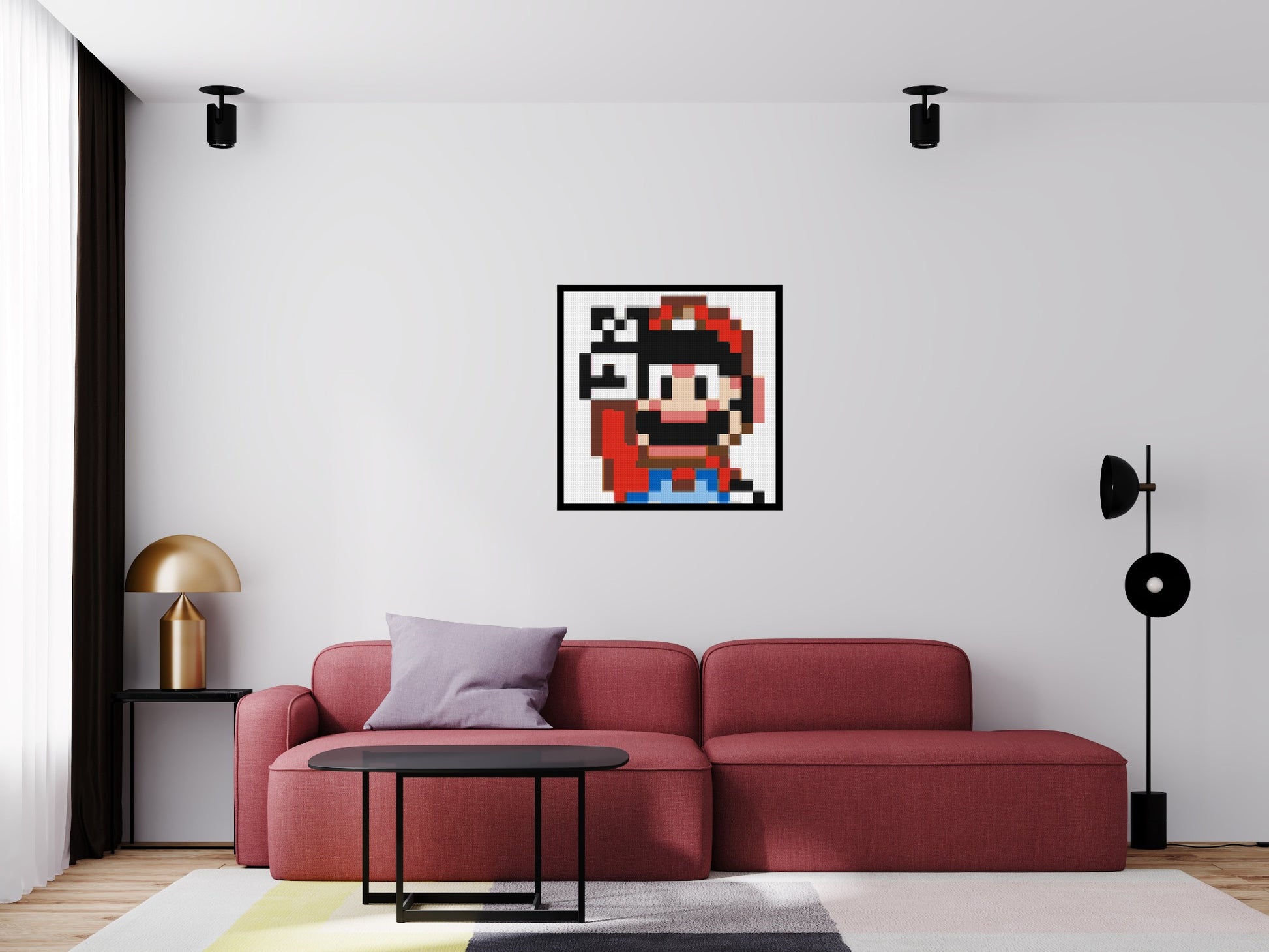 Mario Pixel Art - Brick Art Mosaic Kit 4x4 scene with frame