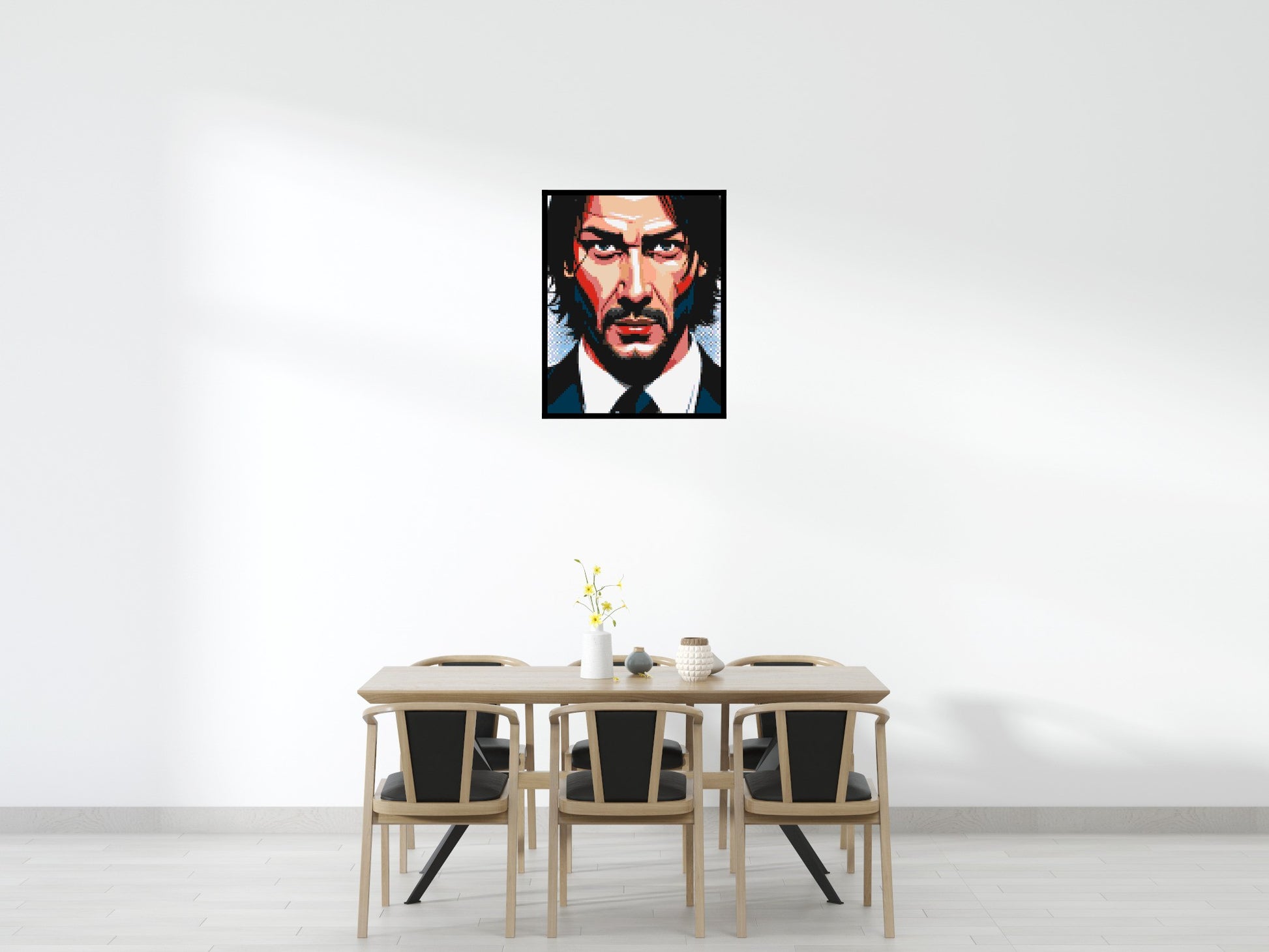 Keanu Reeves as John Wick - Brick Art Mosaic Kit 4x5 scene with frame