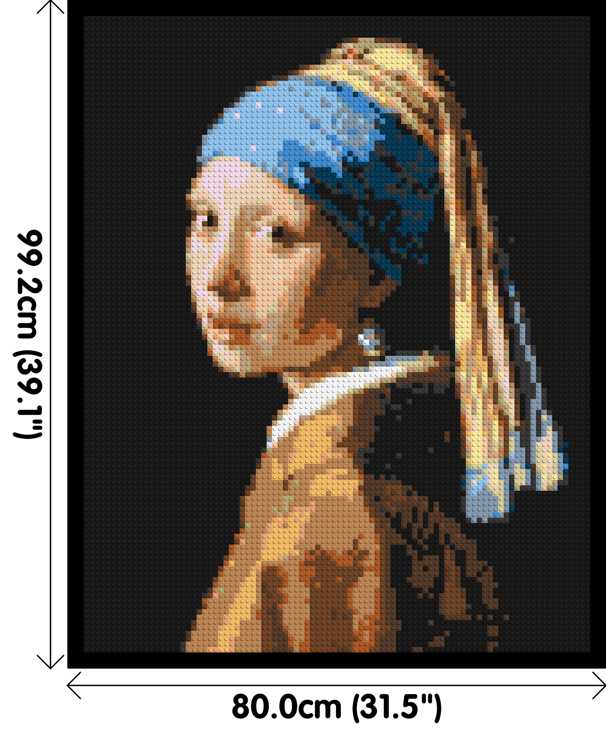 Girl with a Pearl Earring by Johannes Vermeer - Brick Art Mosaic Kit 4x5 dimensions with frame