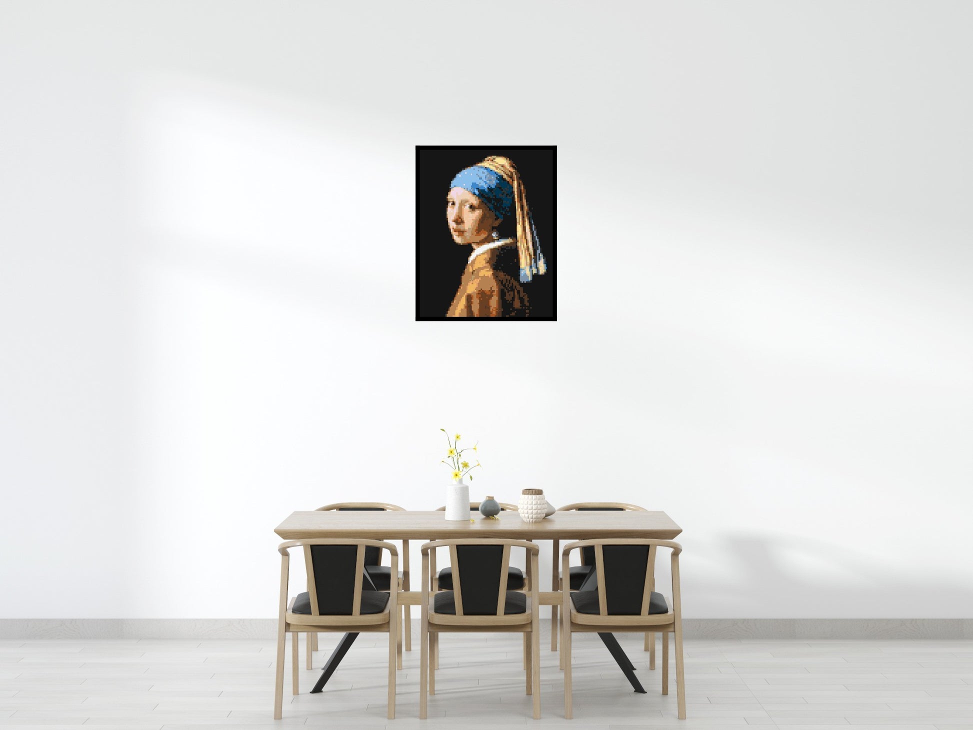 Girl with a Pearl Earring by Johannes Vermeer - Brick Art Mosaic Kit 4x5 scene with frame