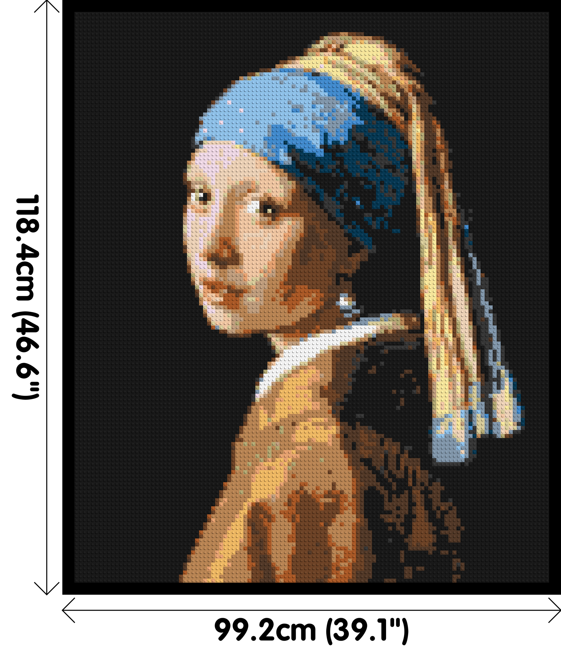 Girl with a Pearl Earring by Johannes Vermeer - Brick Art Mosaic Kit 5x6 dimensions with frame