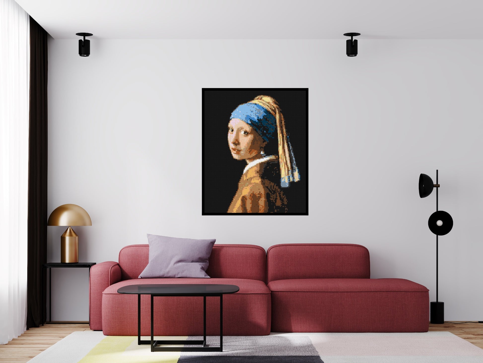 Girl with a Pearl Earring by Johannes Vermeer - Brick Art Mosaic Kit 5x6 scene with frame