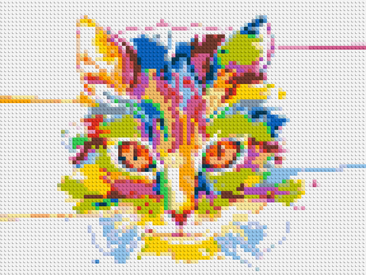 Abstract Cat Colourful Pop Art - Brick Art Mosaic Kit 4x3 large