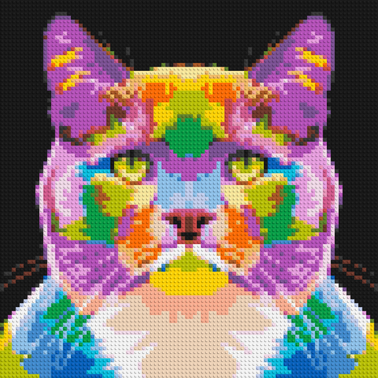 Lazy Cat Colourful Pop Art - Brick Art Mosaic Kit 4x4 large