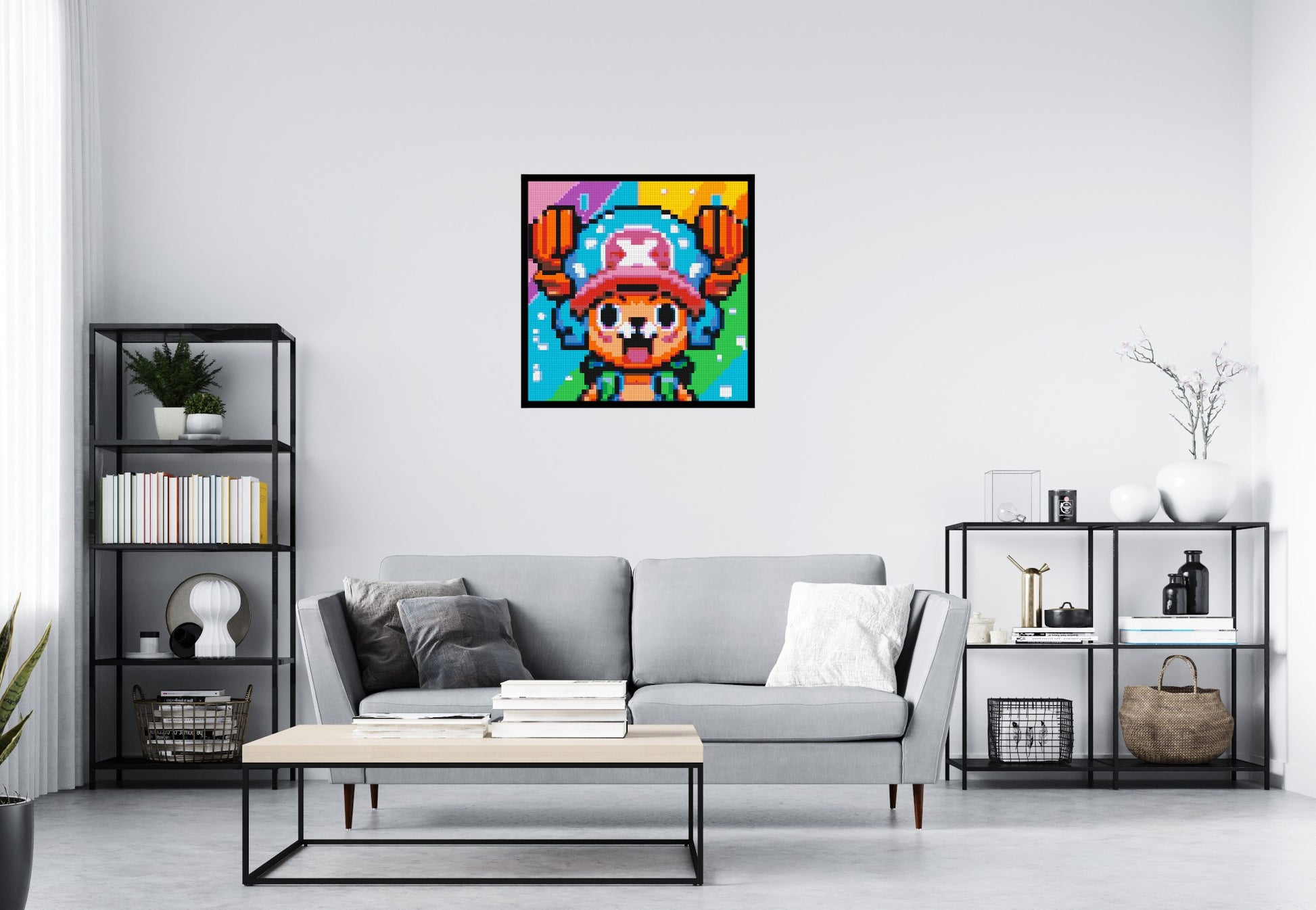 Tony Tony Chopper Pixel Art - Brick Art Mosaic Kit 4x4 scene with frame