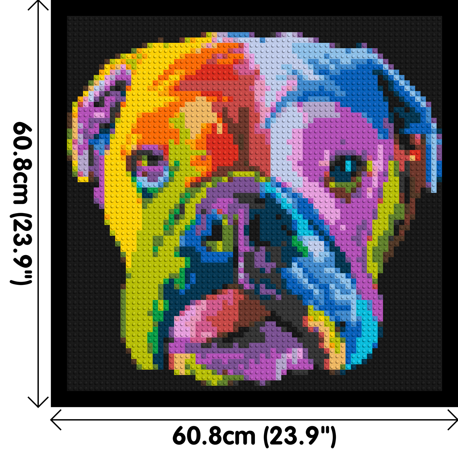 English Bulldog Colourful Pop Art - Brick Art Mosaic Kit 3x3 dimensions with frame