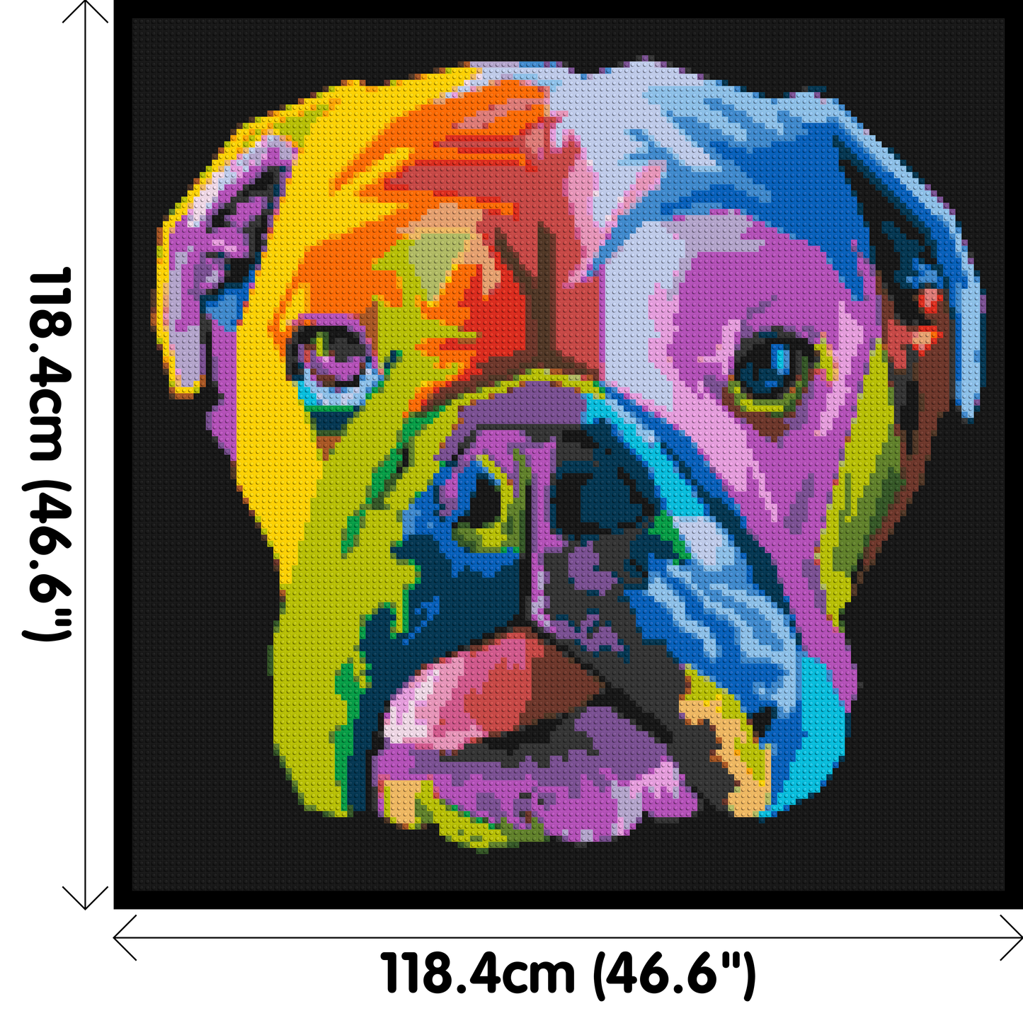 English Bulldog Colourful Pop Art - Brick Art Mosaic Kit 6x6 large