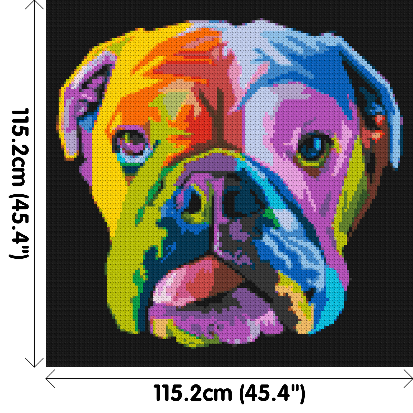 English Bulldog Colourful Pop Art - Brick Art Mosaic Kit 6x6 large