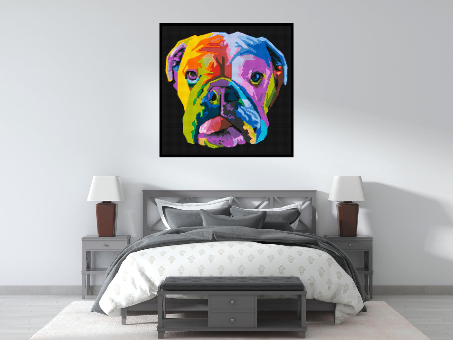 English Bulldog Colourful Pop Art - Brick Art Mosaic Kit 6x6 large