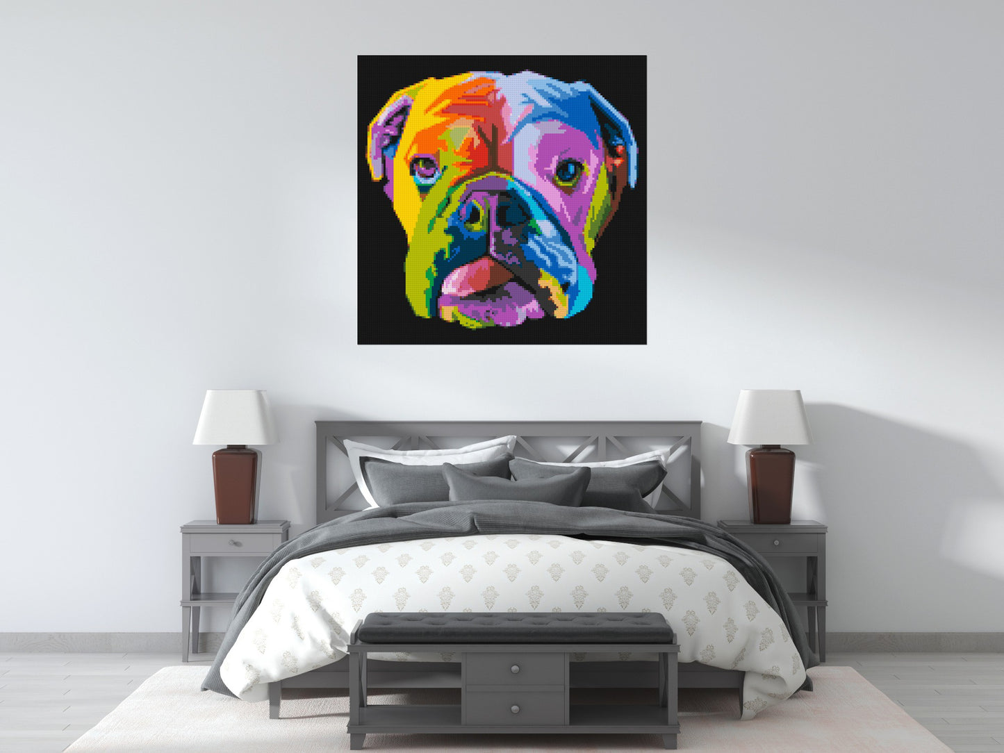 English Bulldog Colourful Pop Art - Brick Art Mosaic Kit 6x6 large