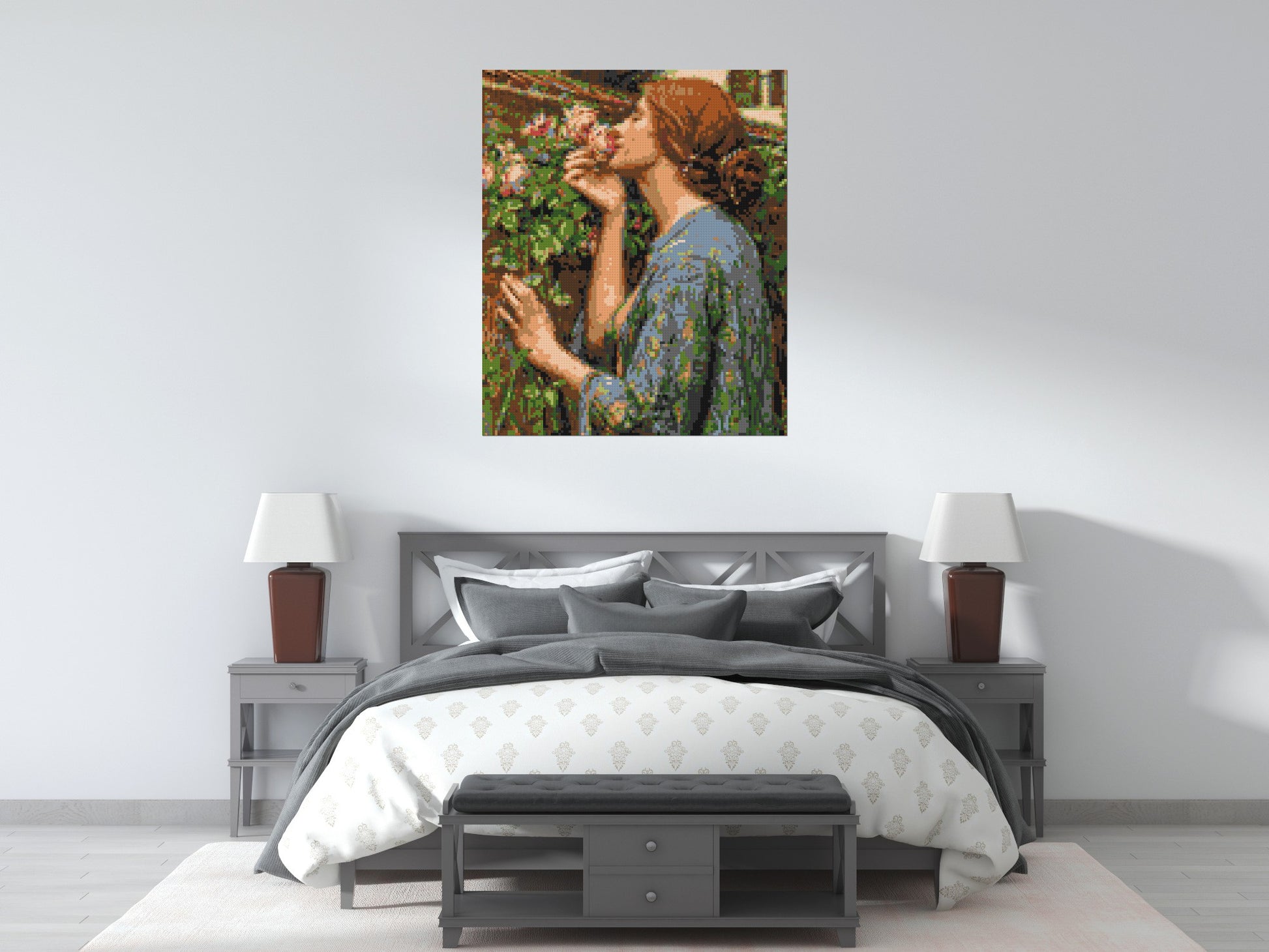 The Soul of The Rose by J. W. Waterhouse - Brick Art Mosaic Kit 5x6 scene