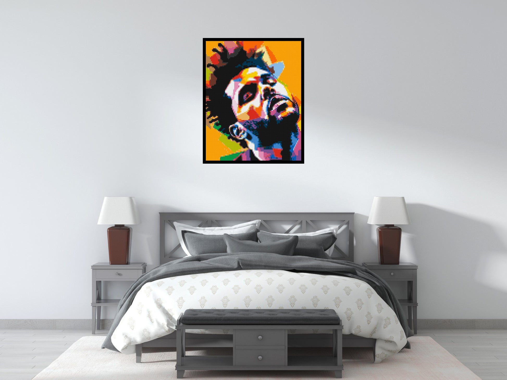 The Weeknd - Brick Art Mosaic Kit 4x5 scene with frame