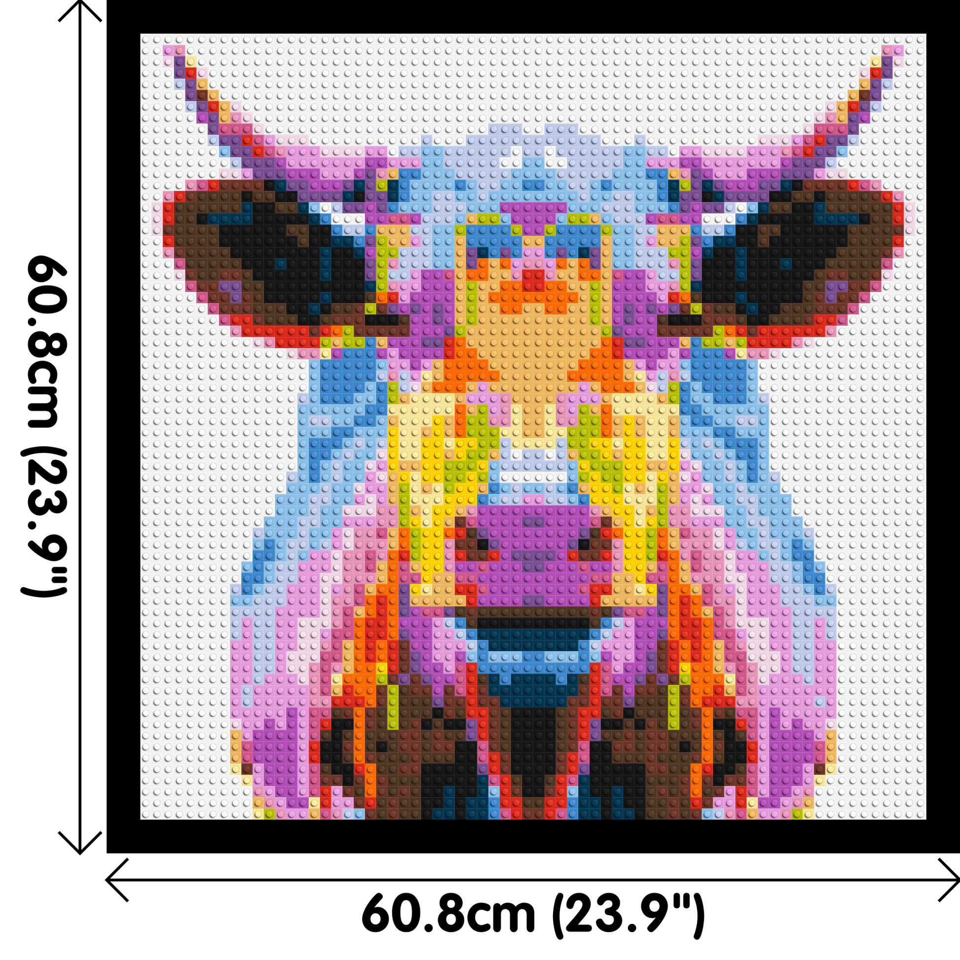 Cow Colourful Pop Art  - Brick Art Mosaic Kit 3x3 dimensions with frame