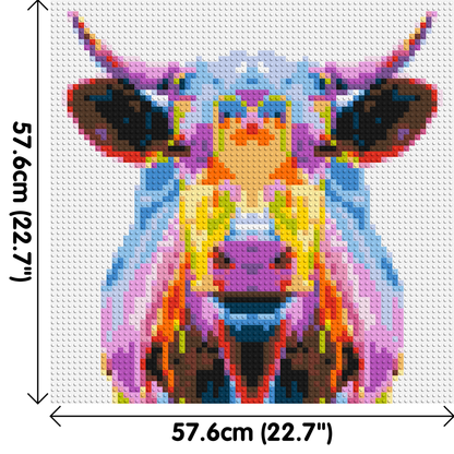 Cow Colourful Pop Art  - Brick Art Mosaic Kit 3x3 large