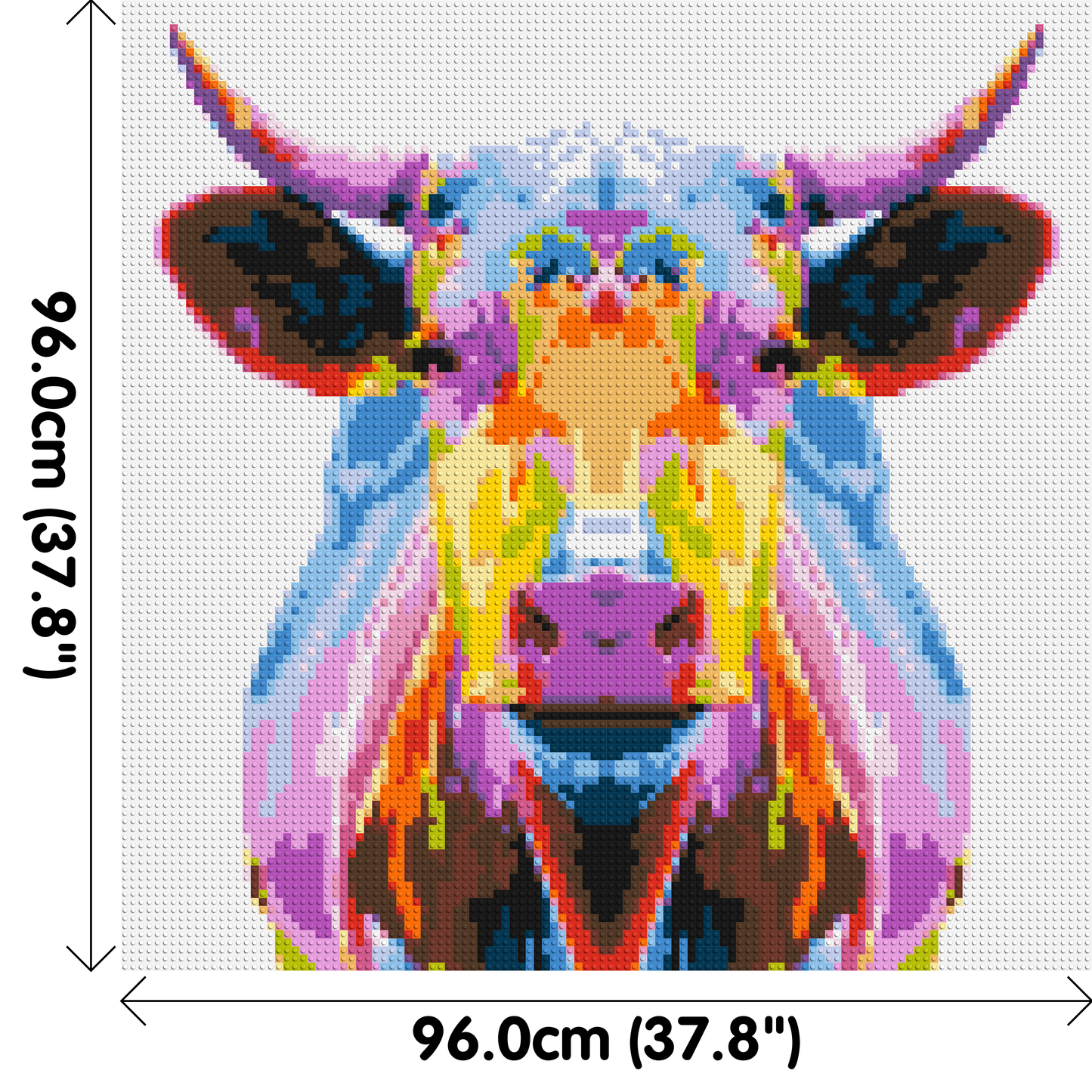 Cow Colourful Pop Art  - Brick Art Mosaic Kit 5x5 large