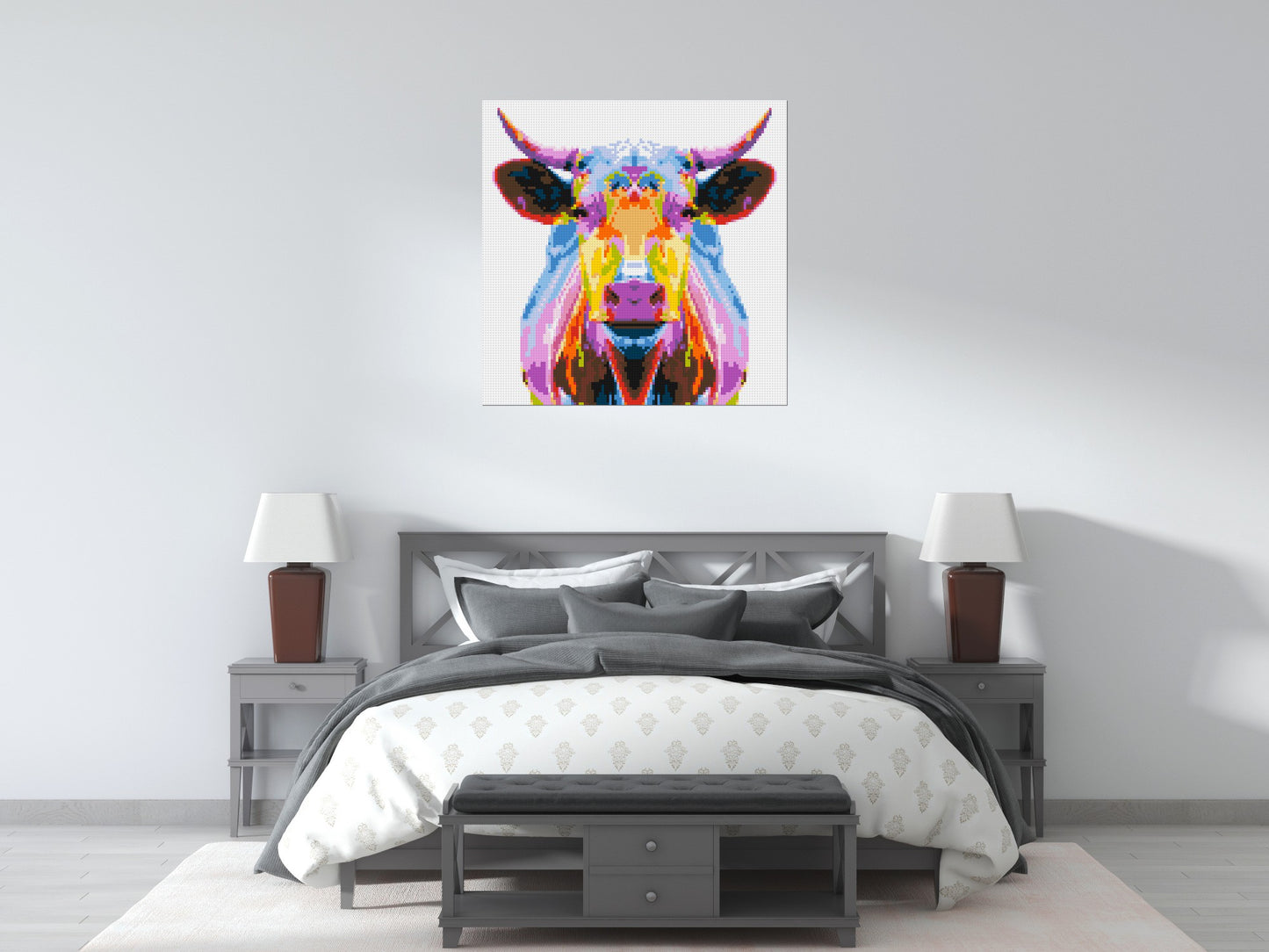 Cow Colourful Pop Art  - Brick Art Mosaic Kit 5x5 large