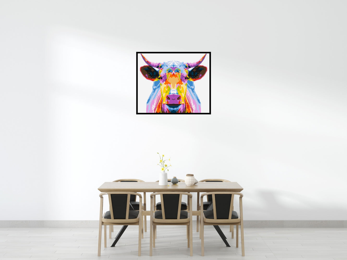 Cow Colourful Pop Art  - Brick Art Mosaic Kit 6x5 large