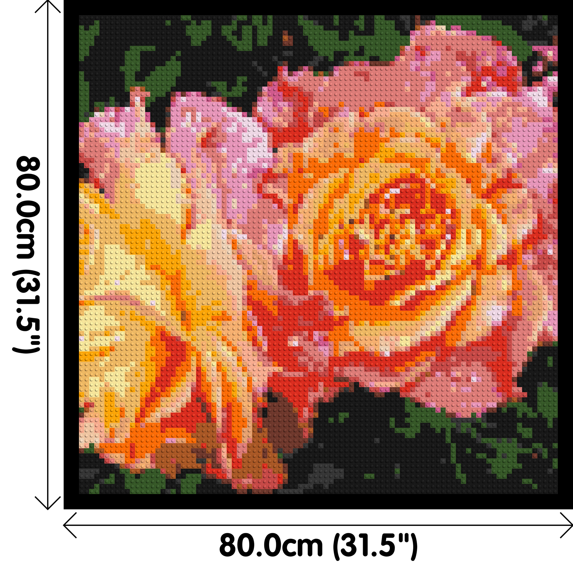 Roses - Brick Art Mosaic Kit 4x4 dimensions with frame