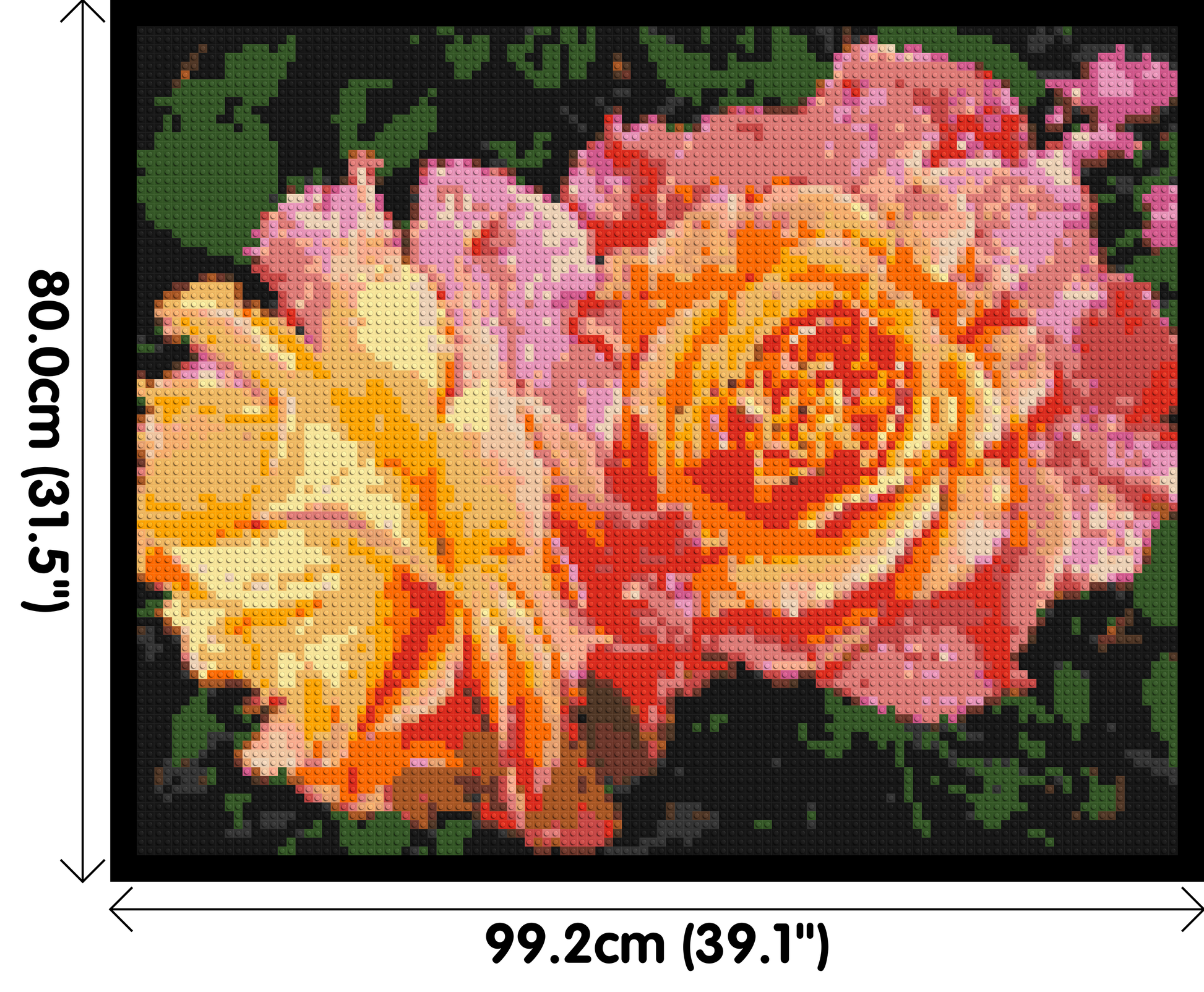 Roses - Brick Art Mosaic Kit 5x4 dimensions with frame