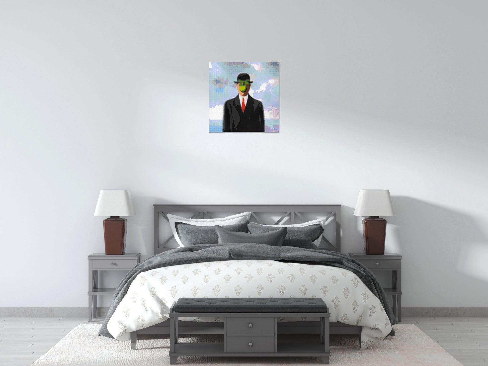 The Son of Man by René Magritte - Brick Art Mosaic Kit 3x3 scene