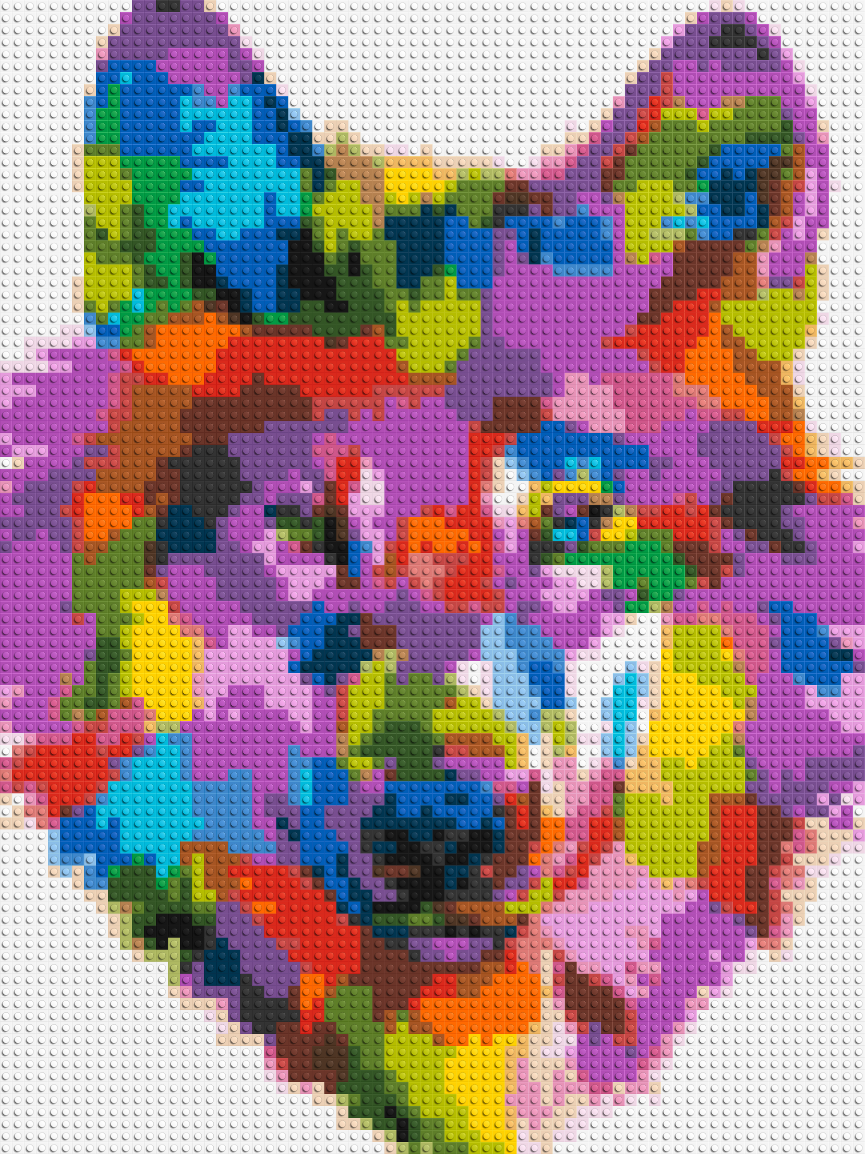 Wolf Colourful Pop Art - Brick Art Mosaic Kit 3x4 large