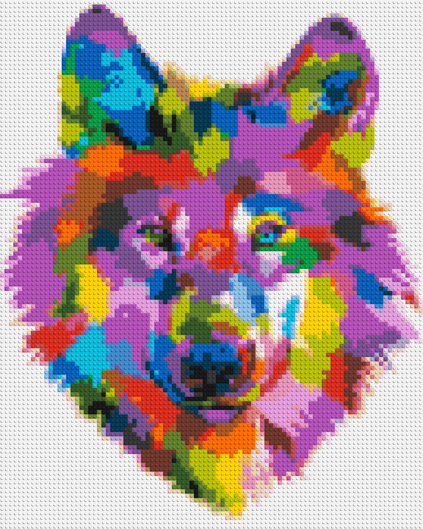 Wolf Colourful Pop Art - Brick Art Mosaic Kit 4x5 large