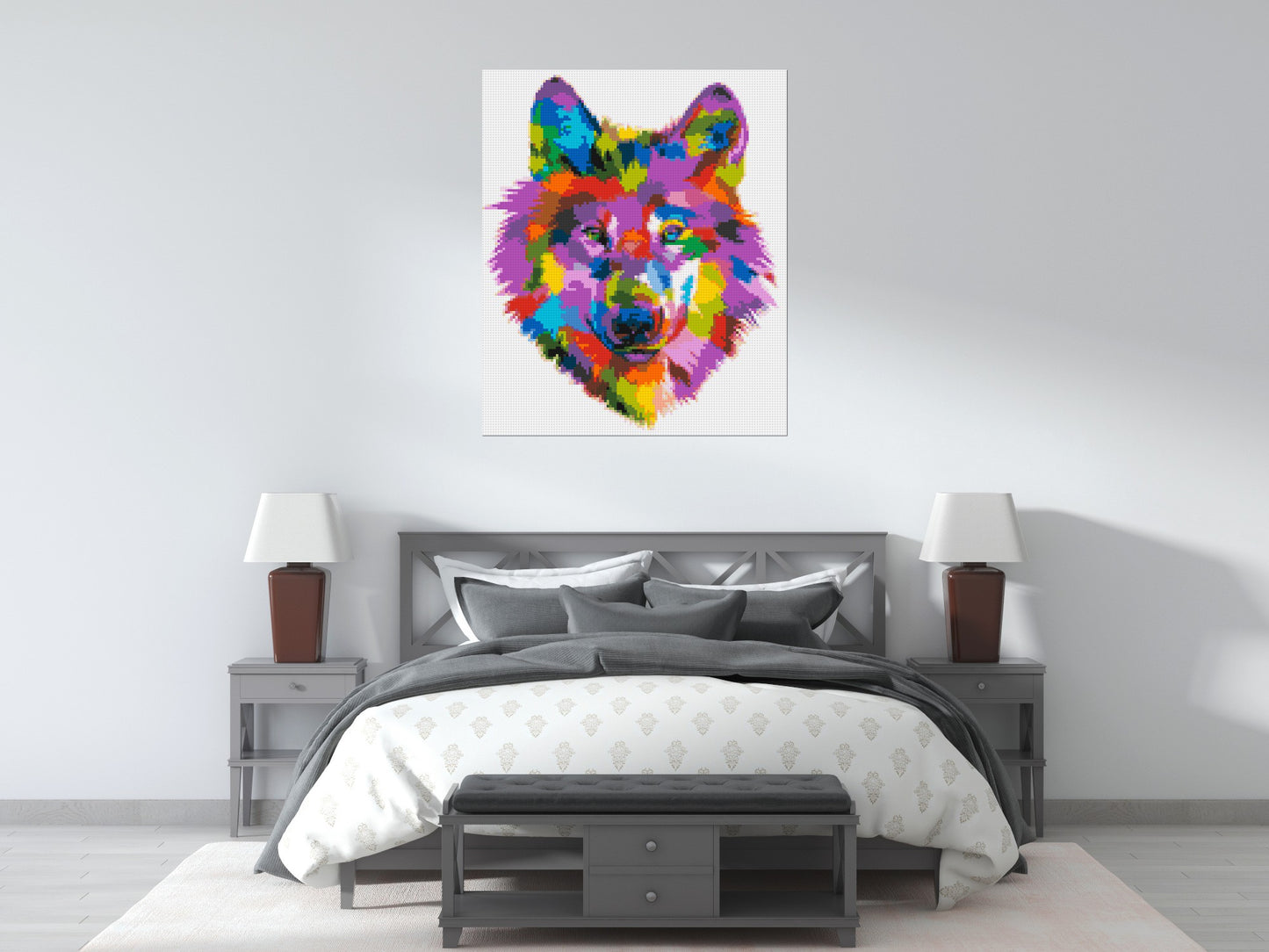 Wolf Colourful Pop Art - Brick Art Mosaic Kit 5x6 large