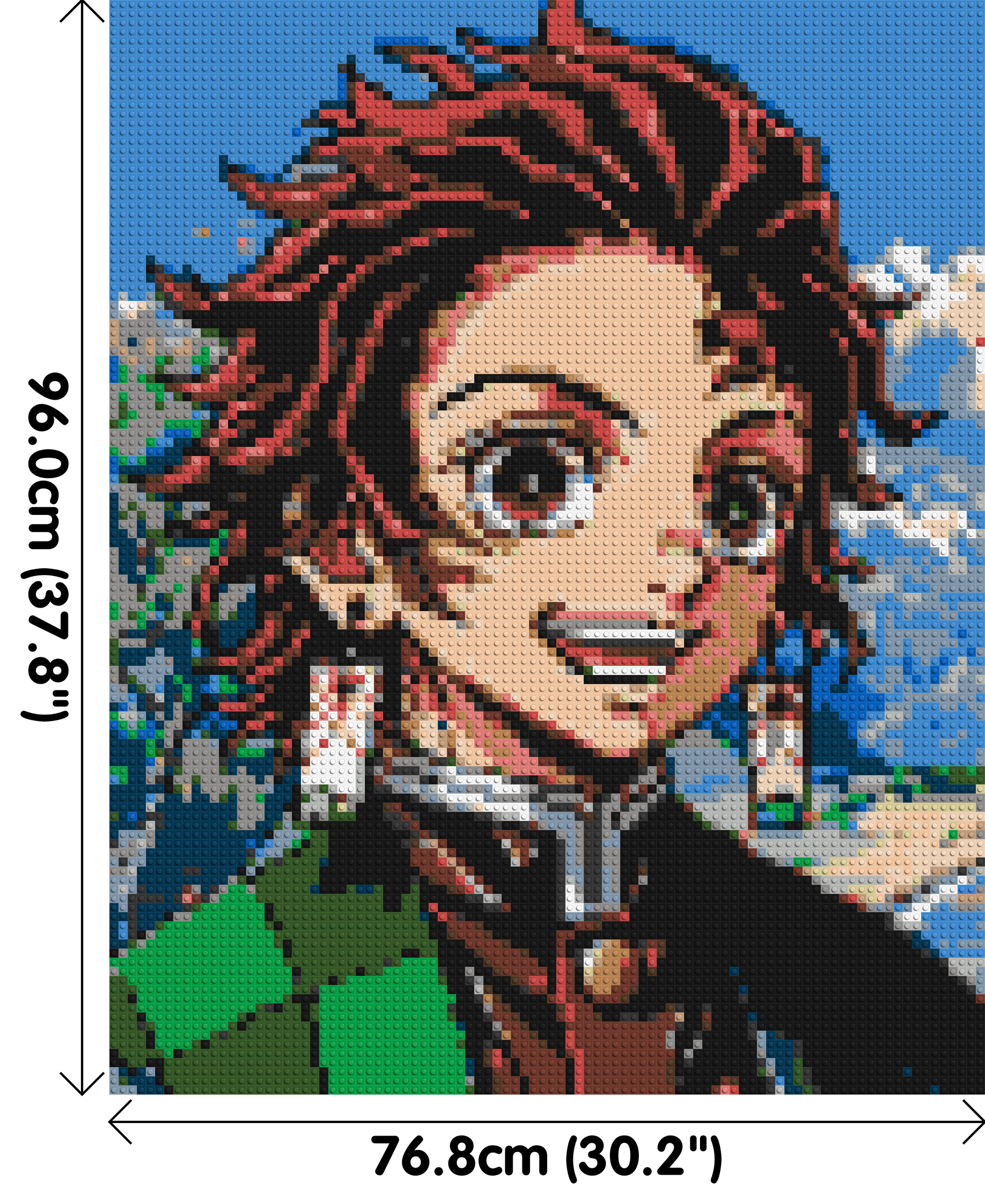 Tanjiro Pixel Art - Brick Art Mosaic Kit 4x5 dimensions