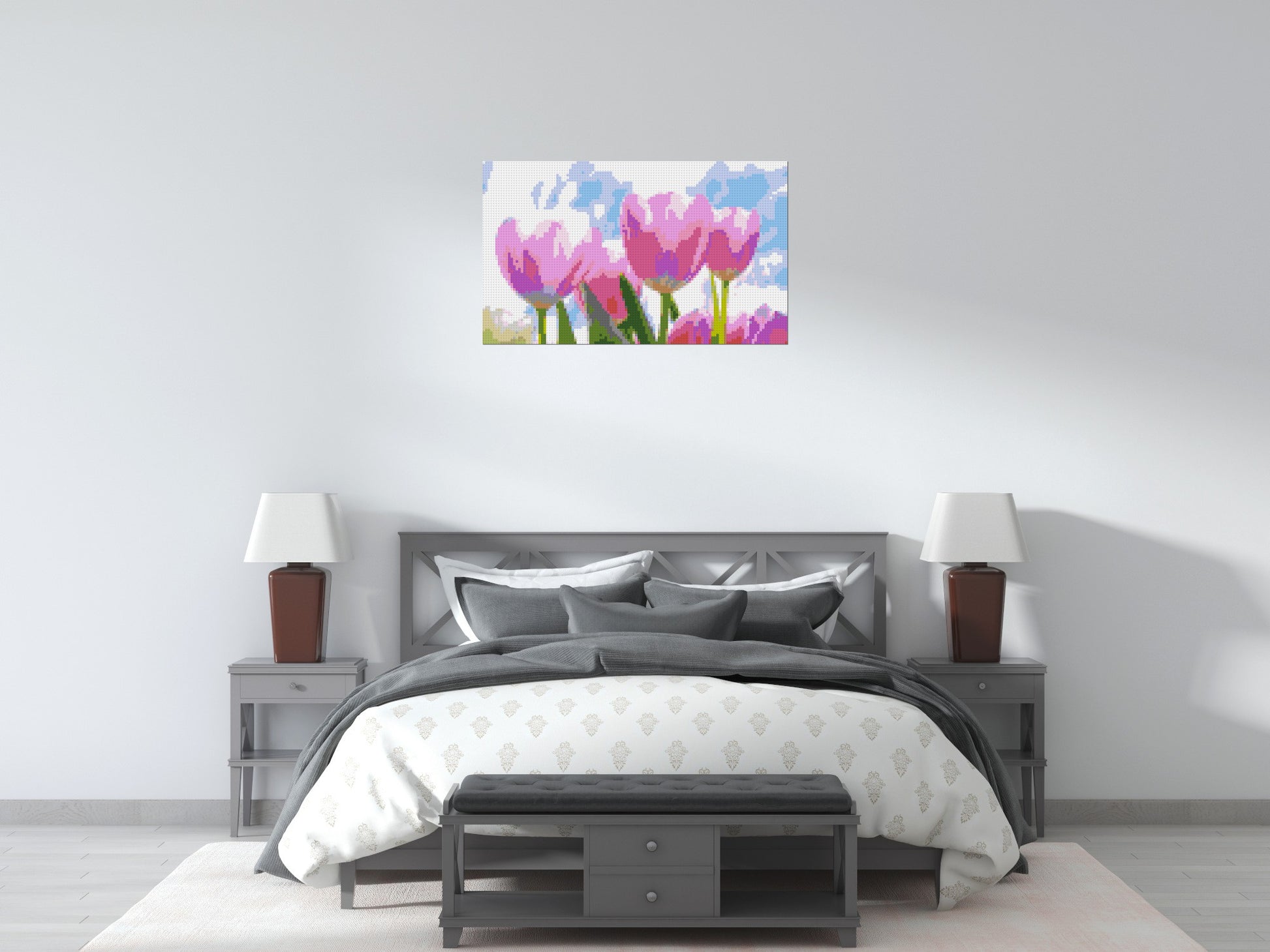 Pink Tulips - Brick Art Mosaic Kit 5x3 scene